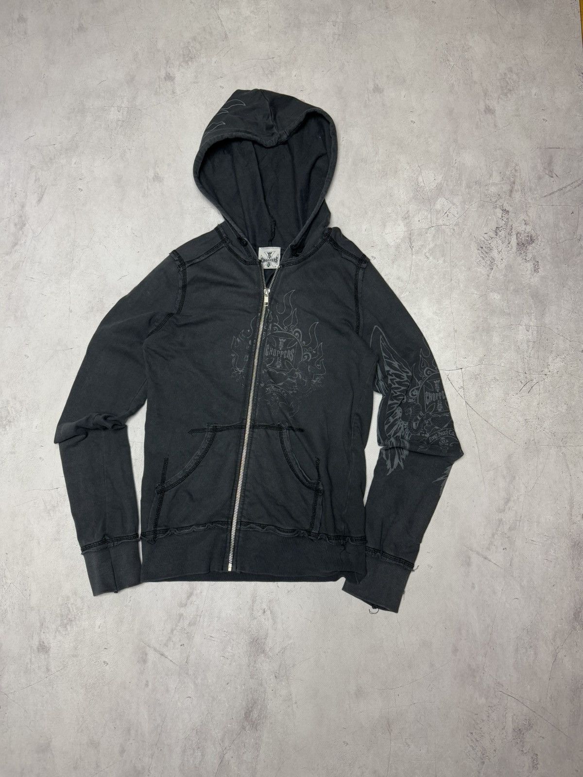 Vintage × West Coast Choppers West Coast Choppers Vintage Big Logo Washed Hoodie Size S / US 4 / IT 40 - 3 Thumbnail