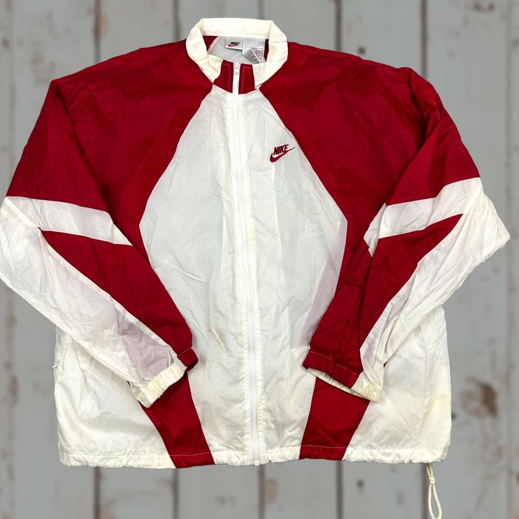 Nike VINTAGE Nike Track Jacket Mens 2XL Red White Full Zip Windbreaker Lightweight 90s Size US XXL / EU 58 / 5 - 1 Thumbnail