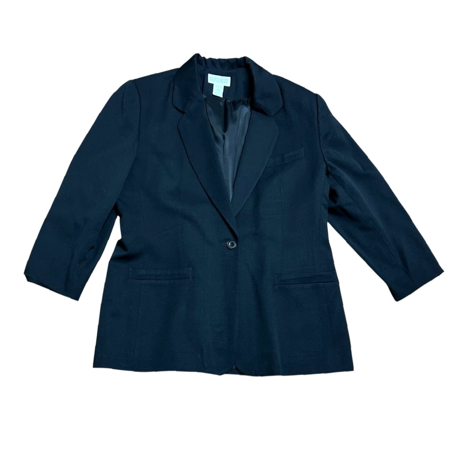 Lands' End VINTAGE Lands’End Direct Merchants Blazer Jacket Women Black 100% Wool Sz 16 USA Size XXL / US 16-18 / IT 52-54 - 2 Thumbnail
