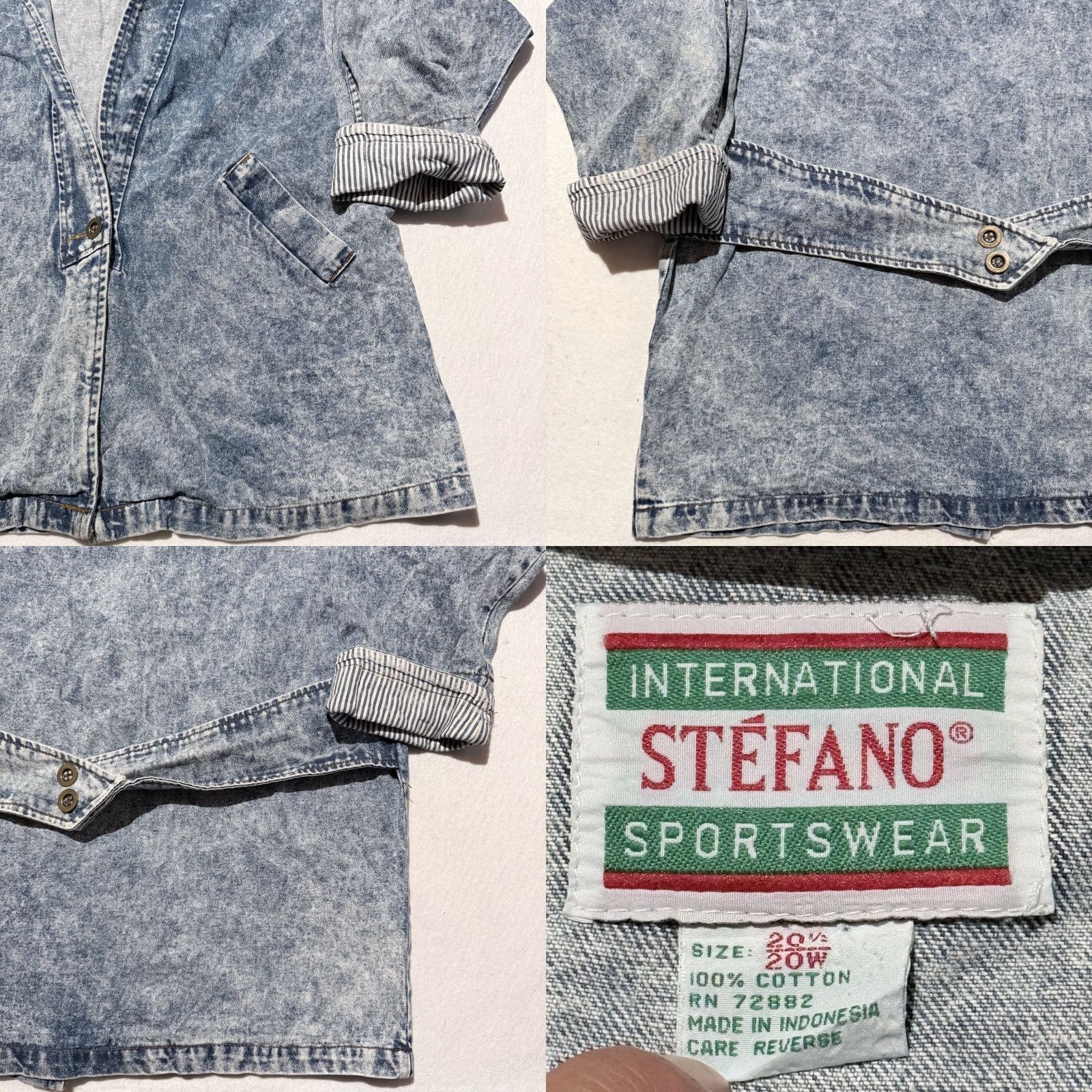Vintage VINTAGE Stefano Jacket Women Blue Acid Wash Denim Oversized Streetwear 20W Styling - 80s City Classic Mens Womens Girls Size 3XL / US 20-22 - 8 Thumbnail