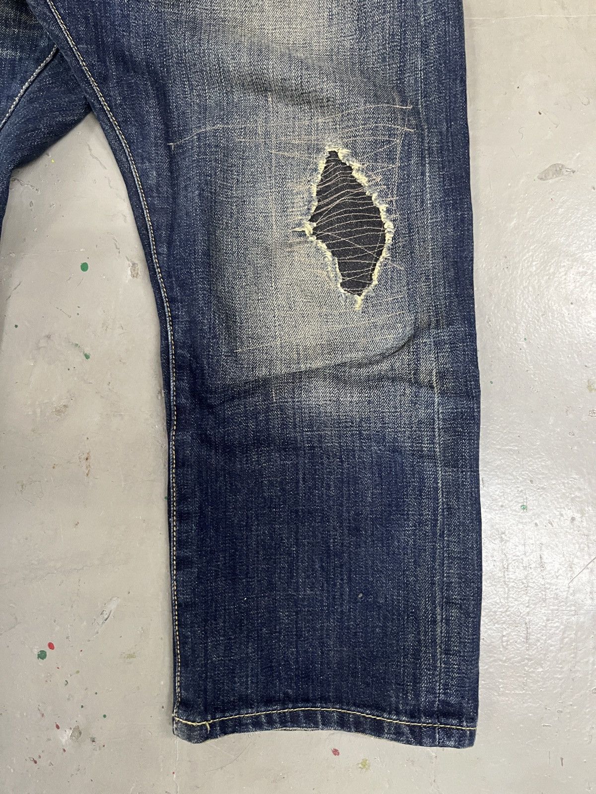 Japanese Brand Distressed Back Number Boro Sashiko Style Patchwork Capri Size US 34 / EU 50 - 5 Thumbnail