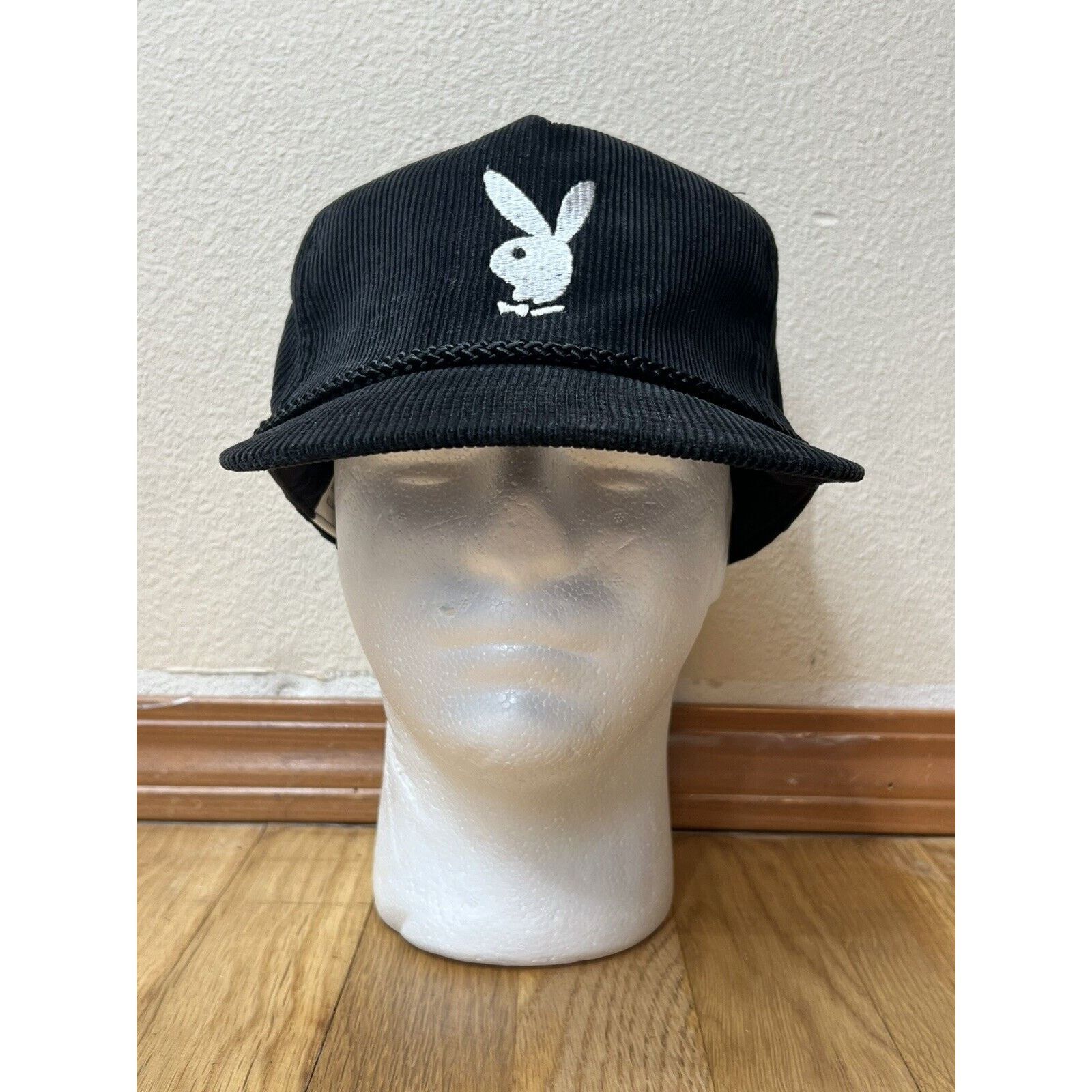 Playboy Playboy Bunny Logo Black Corduroy Roper Adjustable Strap Hat Size ONE SIZE - 1 Thumbnail