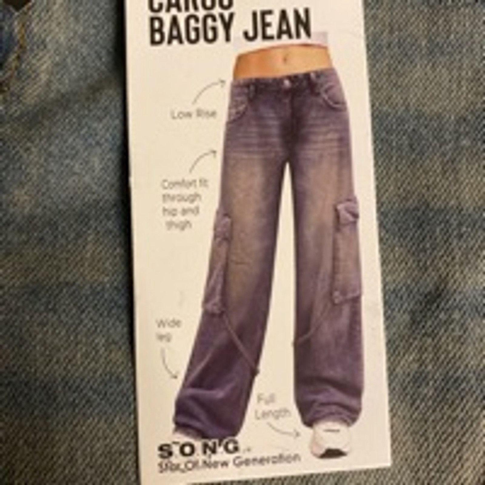 Other Y2K Baggy Cargo Jeans Light Wash Denim S.O.N.G. 13/31 Size 31" - 6 Thumbnail