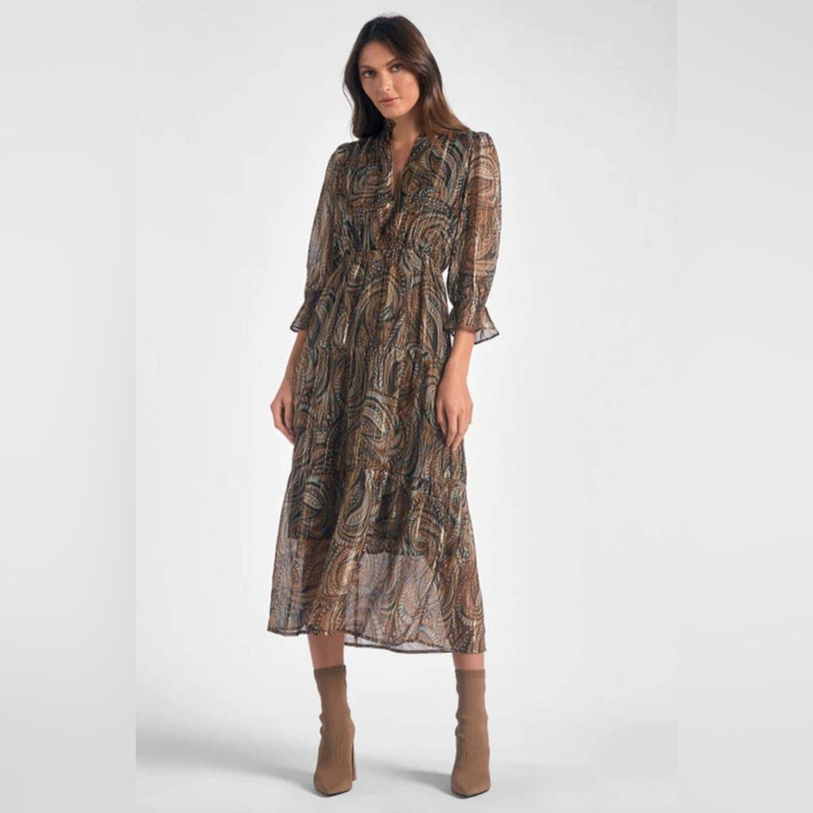 ELAN Elan Maxi Paisley Dress (Sz S) Size S / US 4 / IT 40 - 1 Thumbnail
