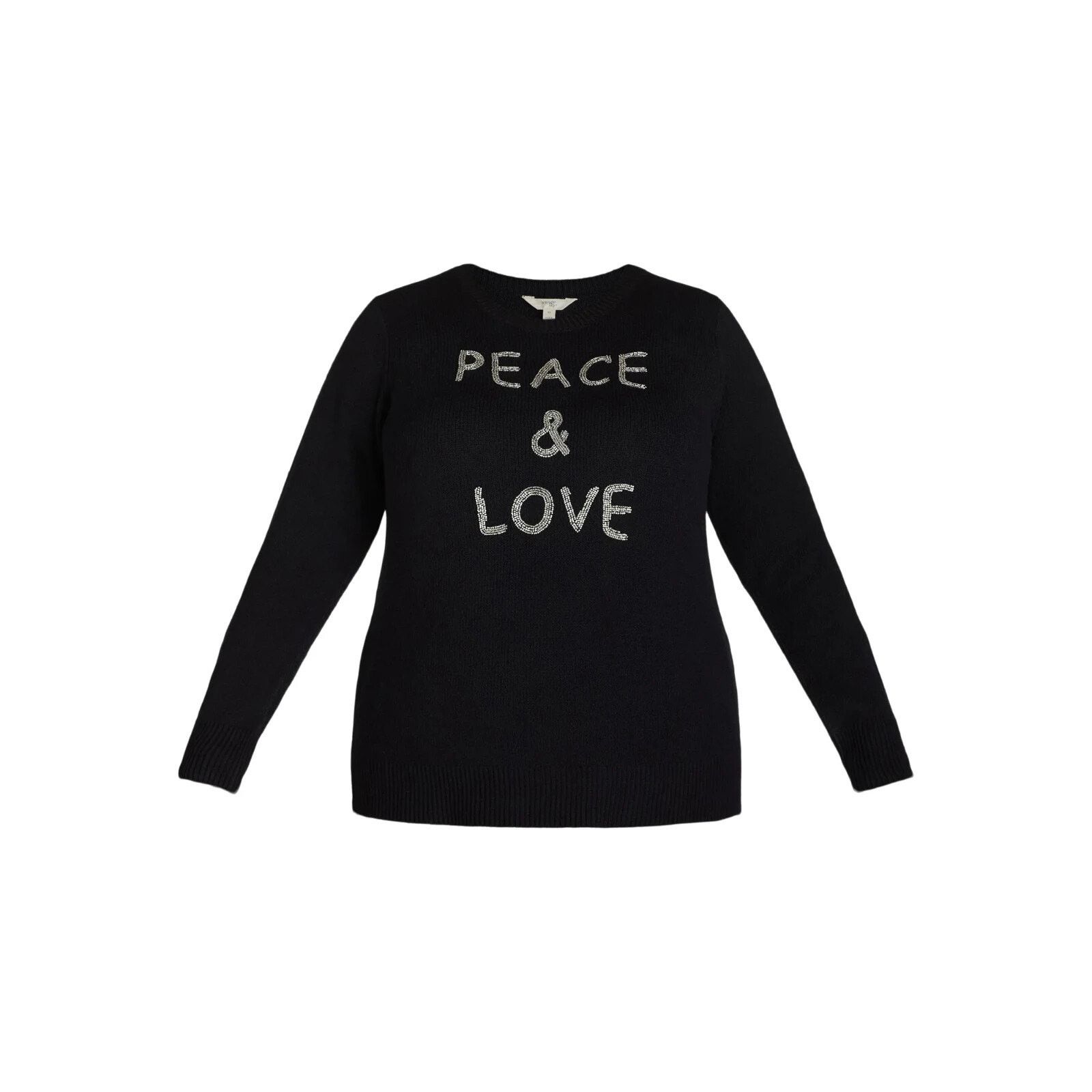 Other PEACE & LOVE SILVER METALLIC BEADED BLACK SWEATER RINGO STAR Size XXS / US 00 / IT 34 - 1 Thumbnail