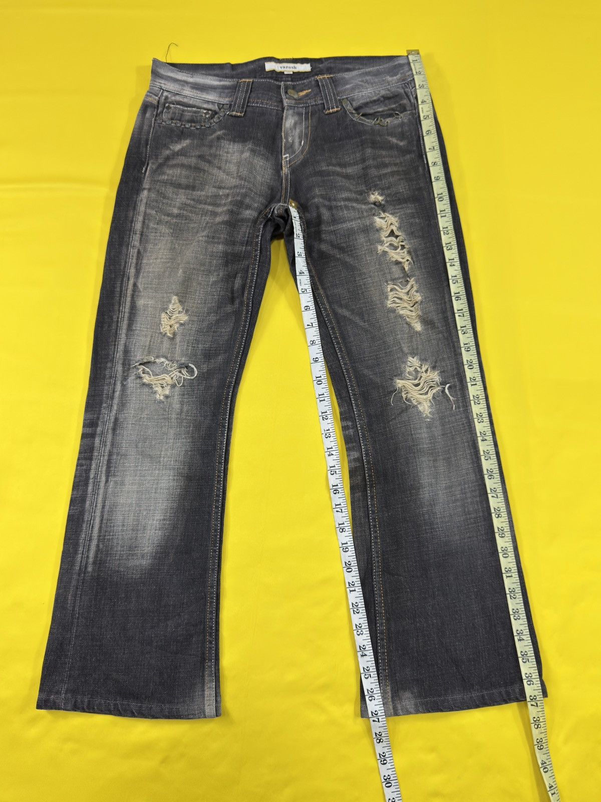 Japanese Brand Tornado mart style VAROSH distressed flare jeans Size US 33 - 11 Thumbnail
