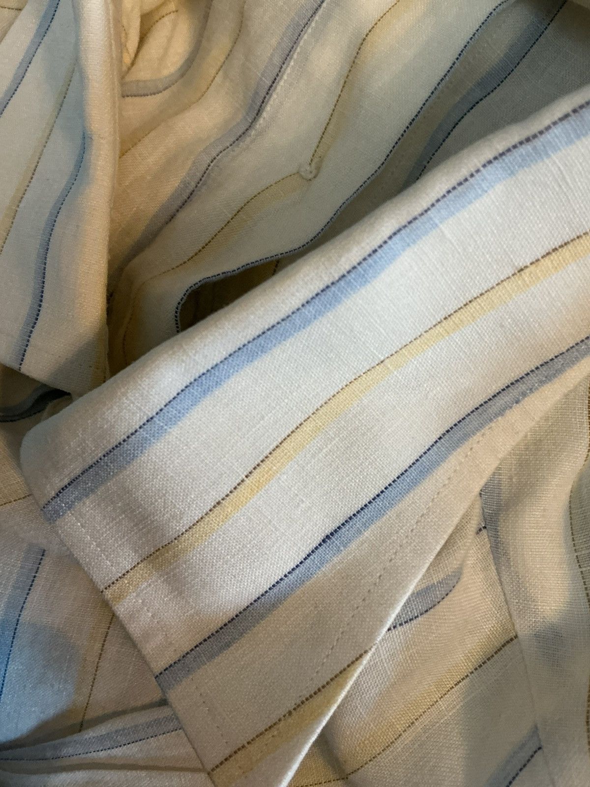 Ermenegildo Zegna Ermenegildo Zegna 100% Linen Striped Pocket Button Shirt Size US M / EU 48-50 / 2 - 13 Thumbnail