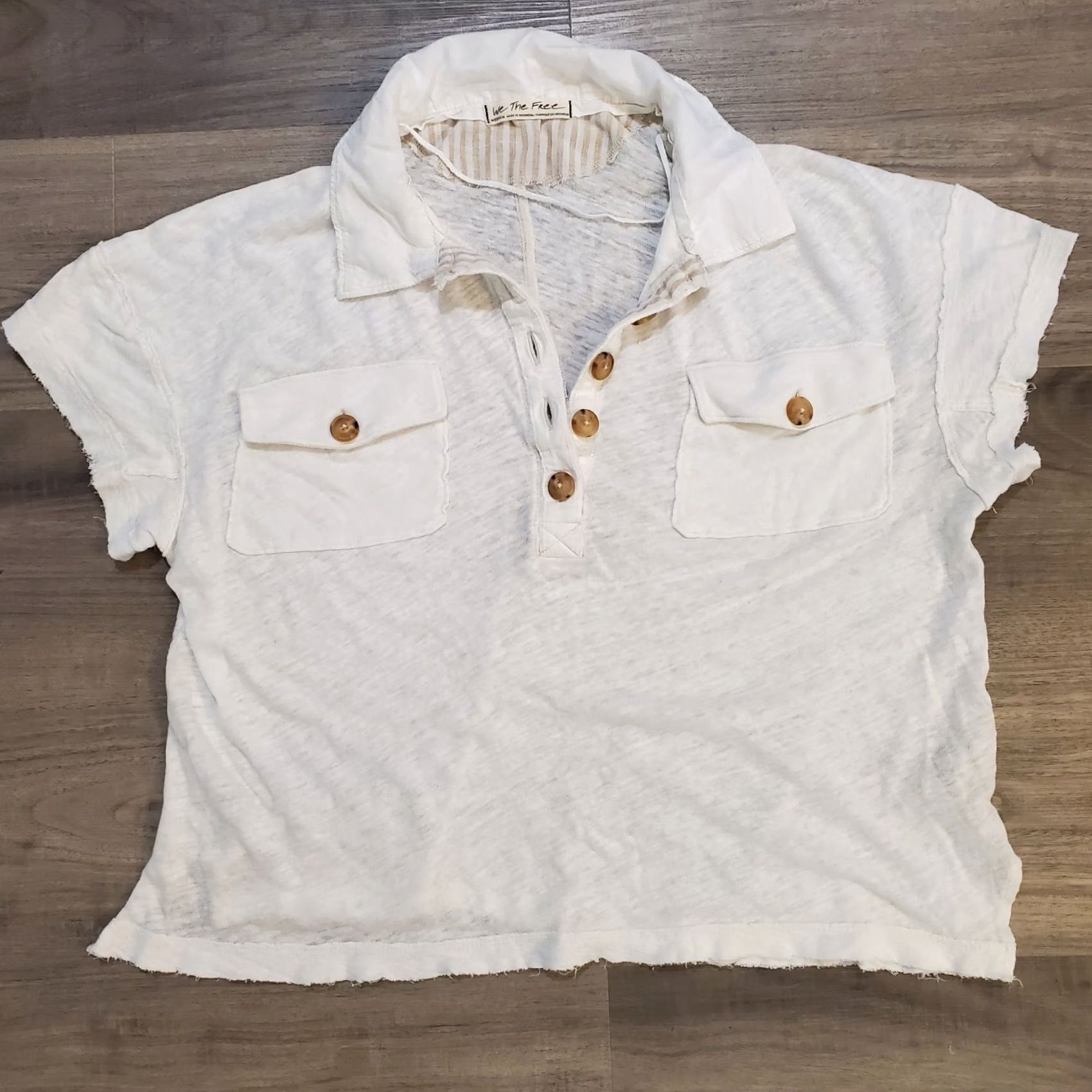 Free People Free People We The Free White Graceland Tee Polo Shirt M White Casual 90s Womens Size M / US 6-8 / IT 42-44 - 6 Thumbnail