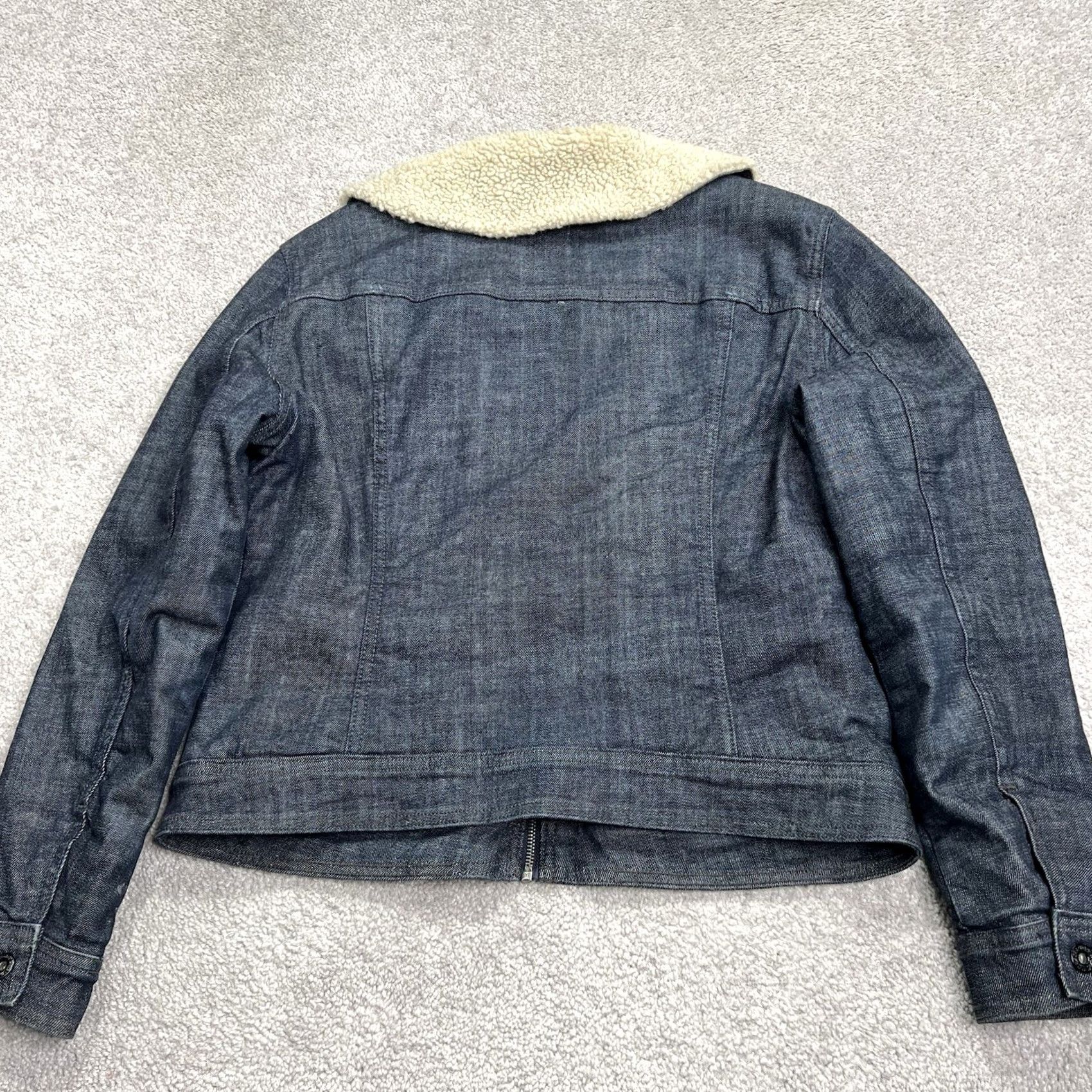 Levi's Levi's San Francisco Denim Sherpa Lined Jean Jacket Women’s Large Full Zip Blue Insulated, Regular Fit, Trucker, Classic, Wool? Size 36" / US 14 / IT 50 - 7 Thumbnail