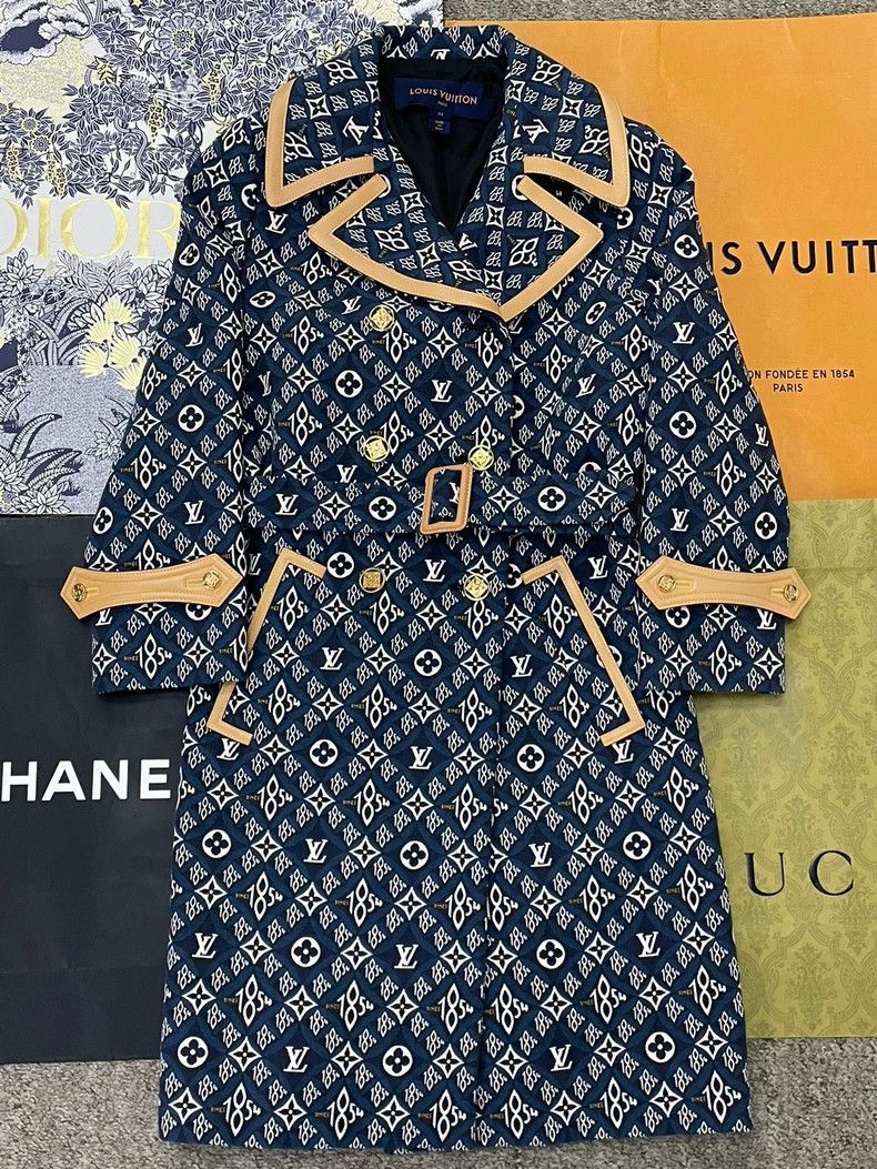 Louis Vuitton Louis Vuitton Blue Monogram Trench Coat - dmc Size US M / EU 48-50 / 2 - 1 Thumbnail
