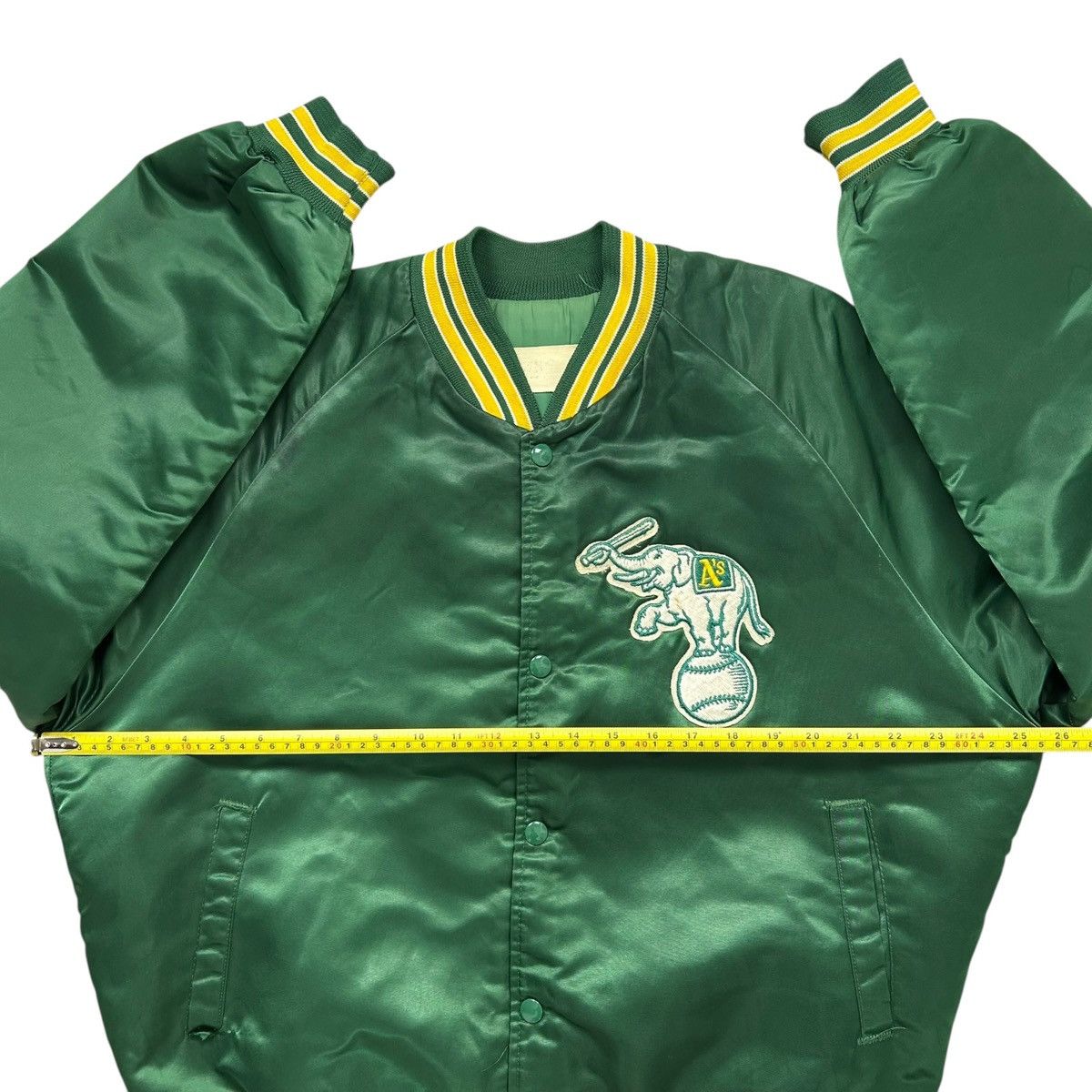 MLB VTG 90s OAKLAND ATHLETICS CHALK LINE SATIN SPELL OUT JACKET Size US L / EU 52-54 / 3 - 10 Thumbnail