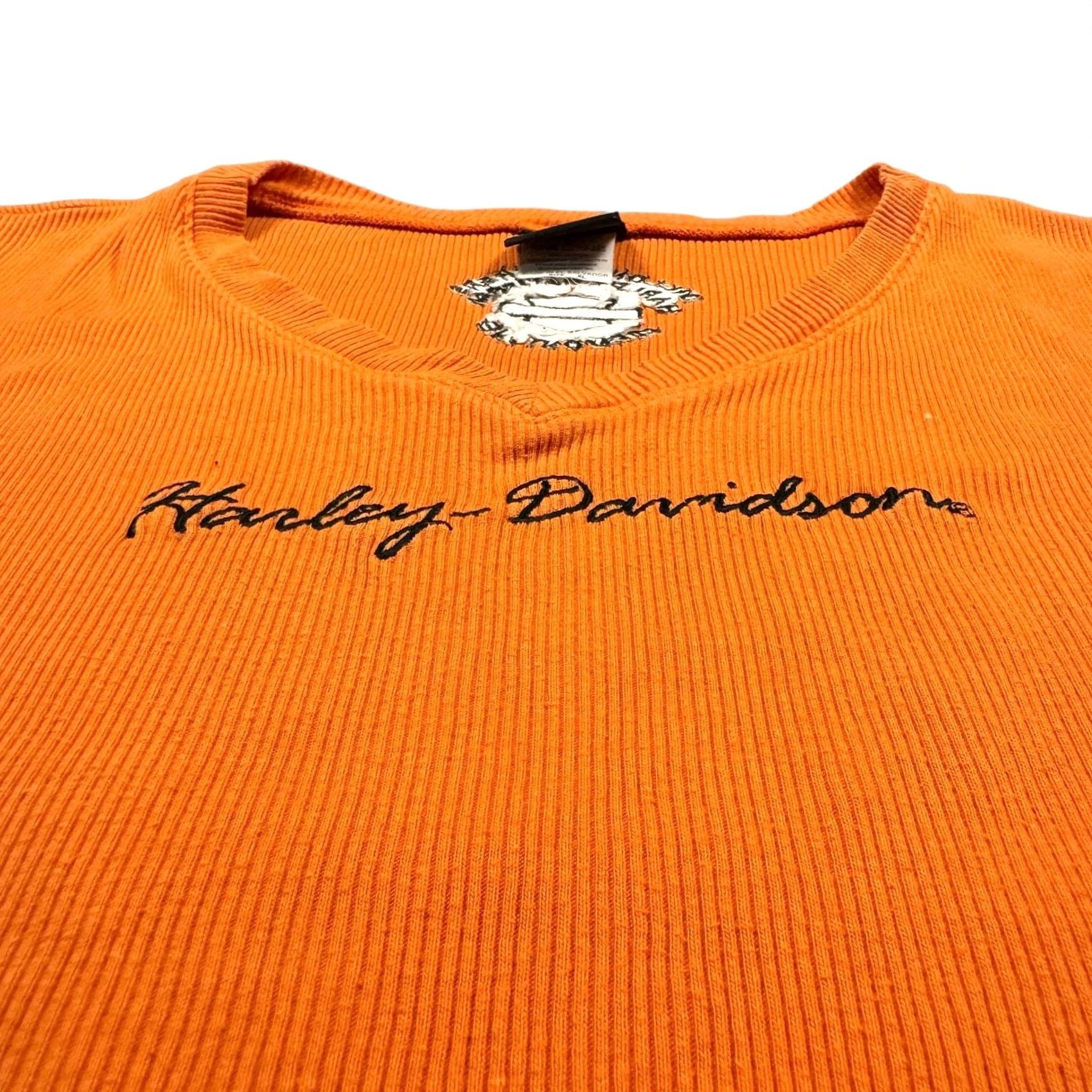 Harley Davidson VINTAGE Harley Davidson Shirt Women XL Embroidered Ribbed Short Sleeve 90s Biker Cars Orange Womens XL Embroidered Shirt Size XL / US 12-14 / IT 48-50 - 2 Thumbnail
