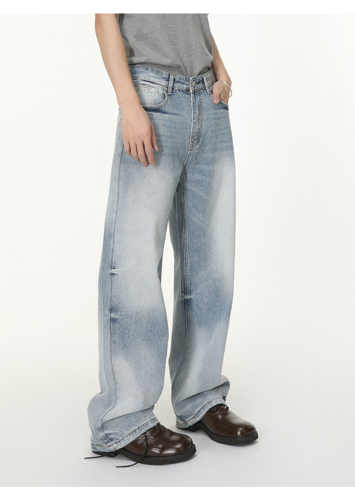 Japanese Brand Japanese style vintage distressed wide-leg washed jeans Size US 34 / EU 50 - 2 Thumbnail