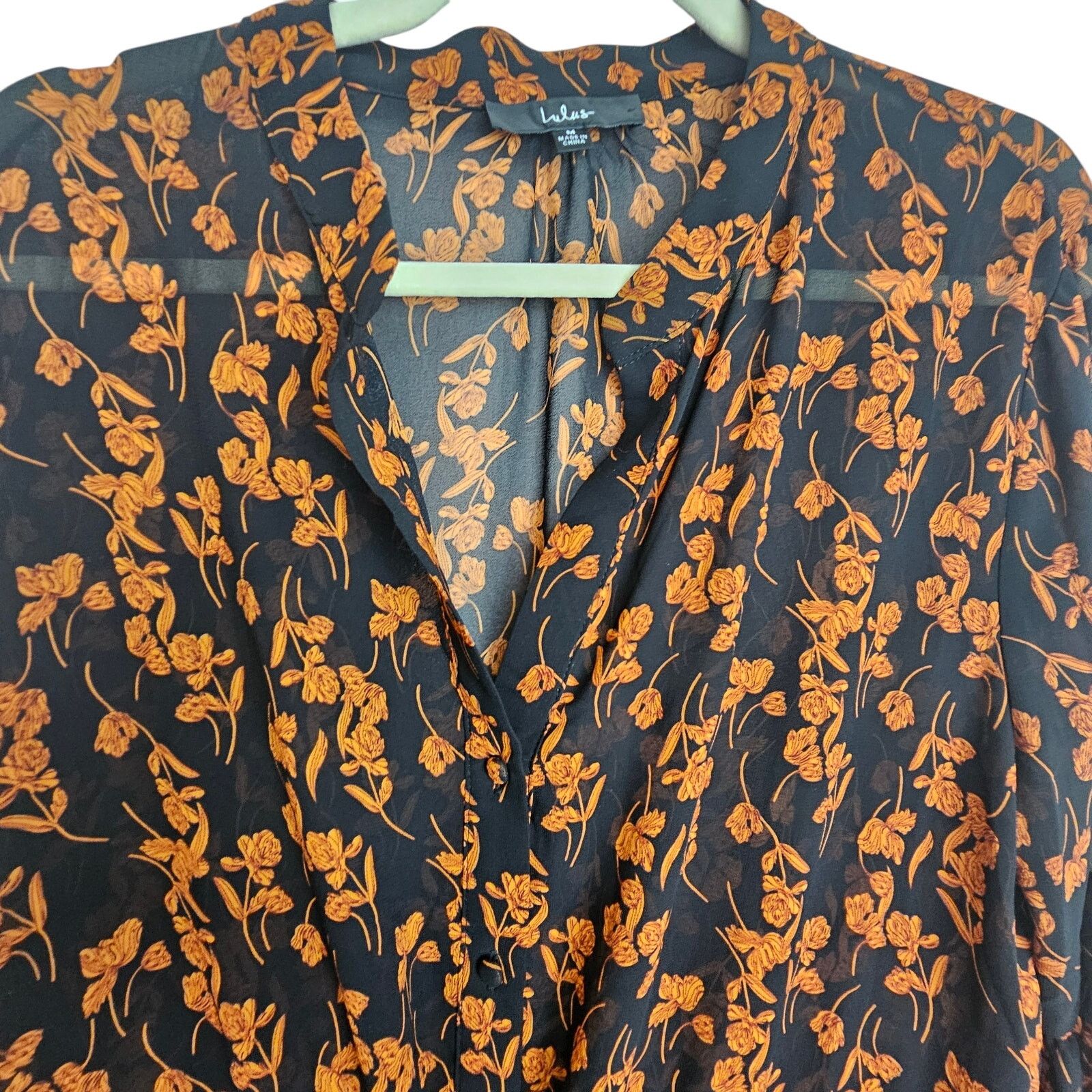 Lululemon Lulus Dress M Sashay My Way Black Floral LS Mini Dress Puff Size M / US 6-8 / IT 42-44 - 3 Thumbnail