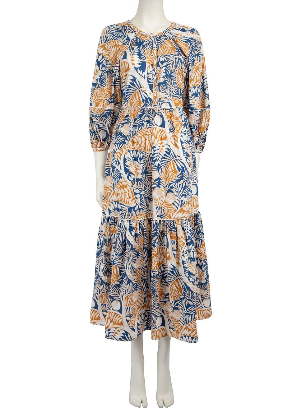 image of Staud Wells Floral Print Midi Dress, Women's (Size Small)