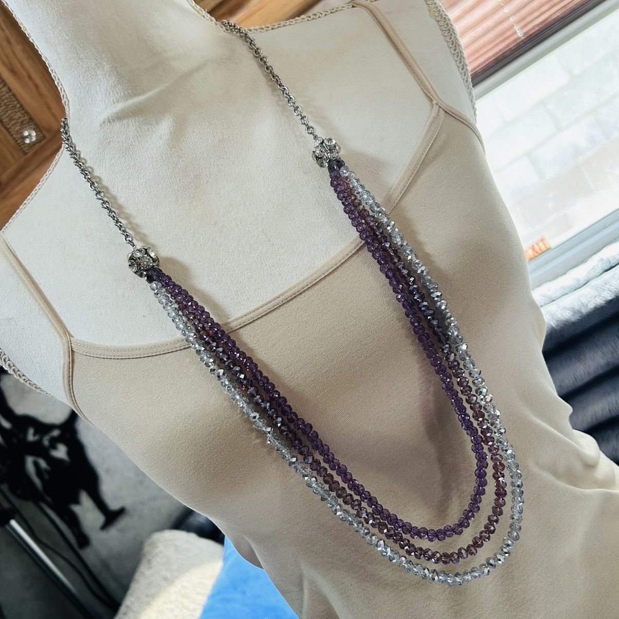 Other Triple strand faceted glass crystal rhondelle disco necklace Size ONE SIZE - 4 Thumbnail