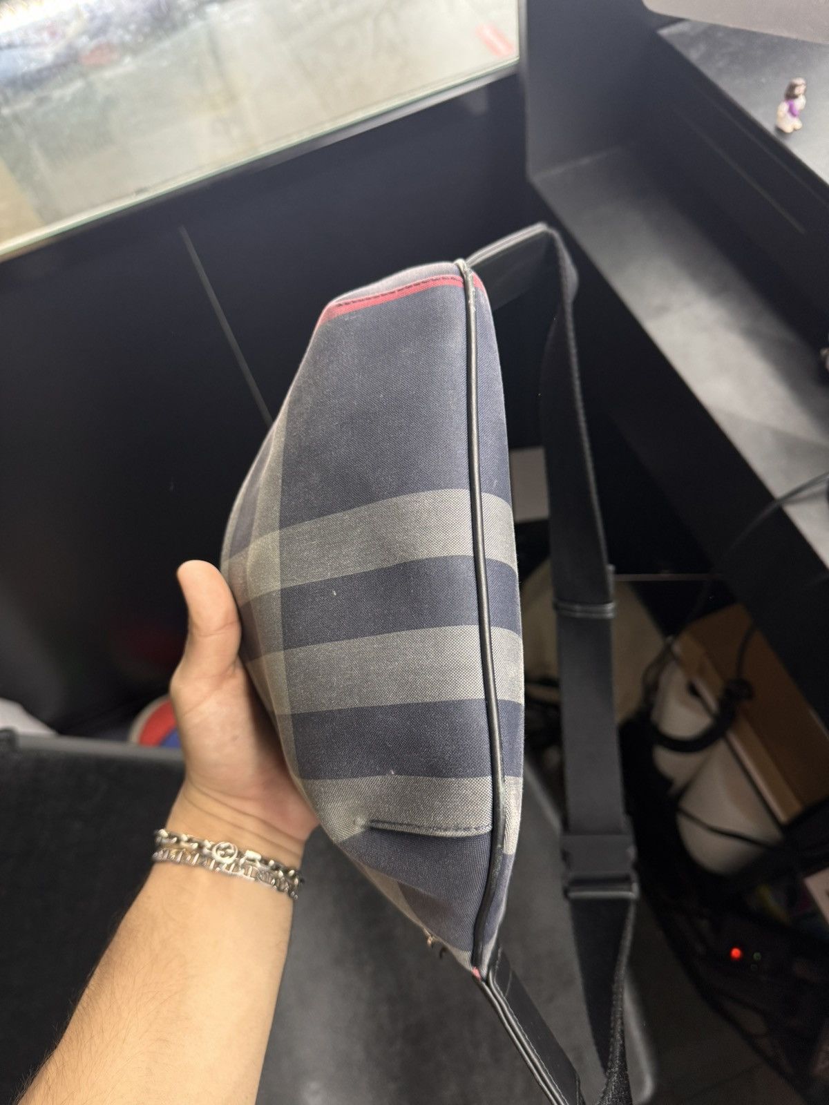 Burberry Burberry Sonny Belt Bag Navy Grey Canvas Bum Bag Size ONE SIZE - 4 Thumbnail