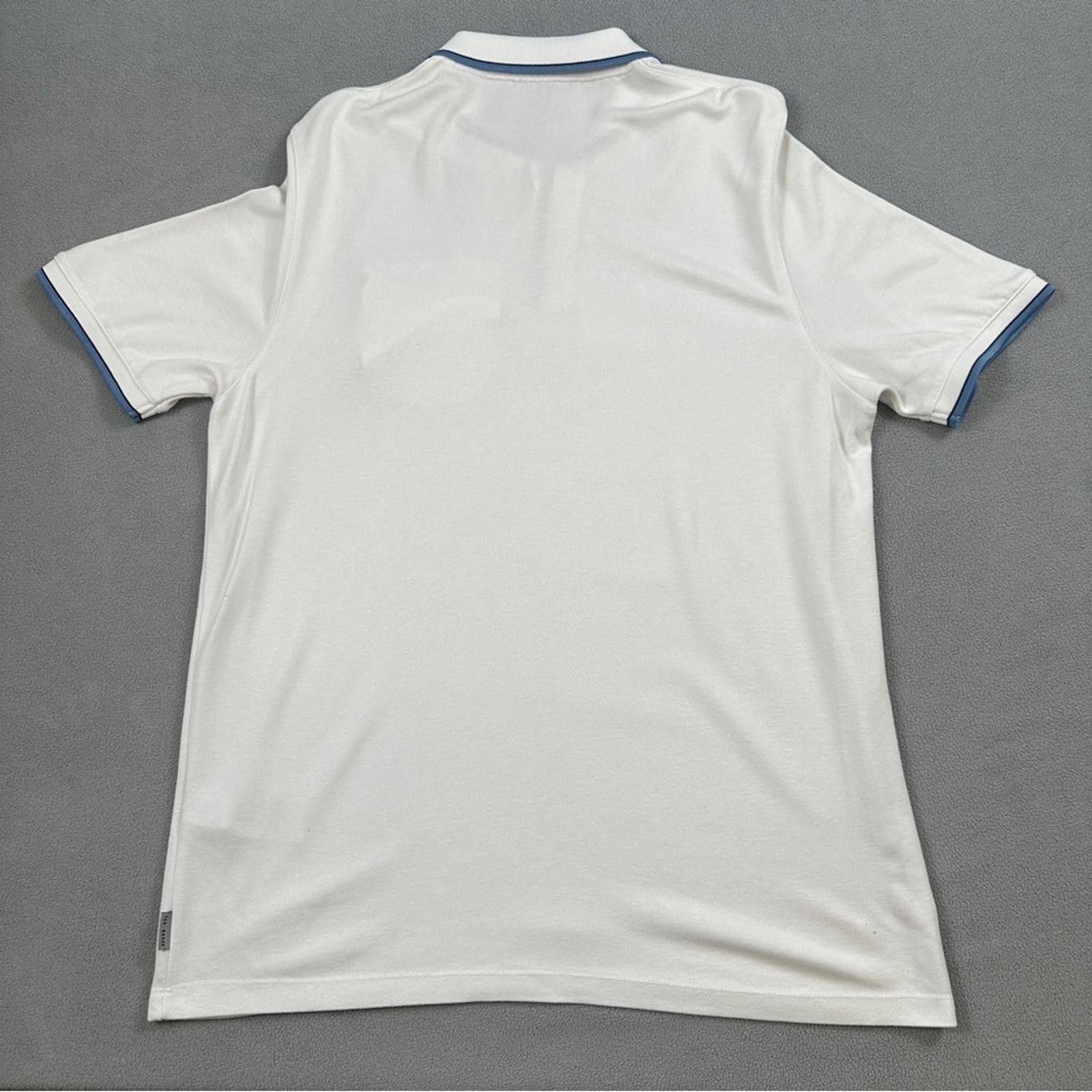 Ted Baker Ted Baker Men's White Polo Shirt Size 5 (XL) Short Sleeve Size US XL / EU 56 / 4 - 2 Thumbnail