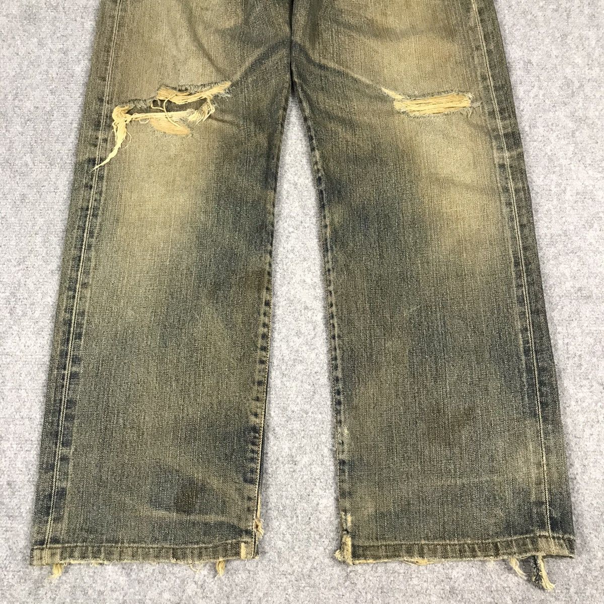 Japanese Brand RIPPED DISTRESSED RUST DENIM EDWIN JAPAN DENIM PANTS Size US 28 / EU 44 - 2 Thumbnail