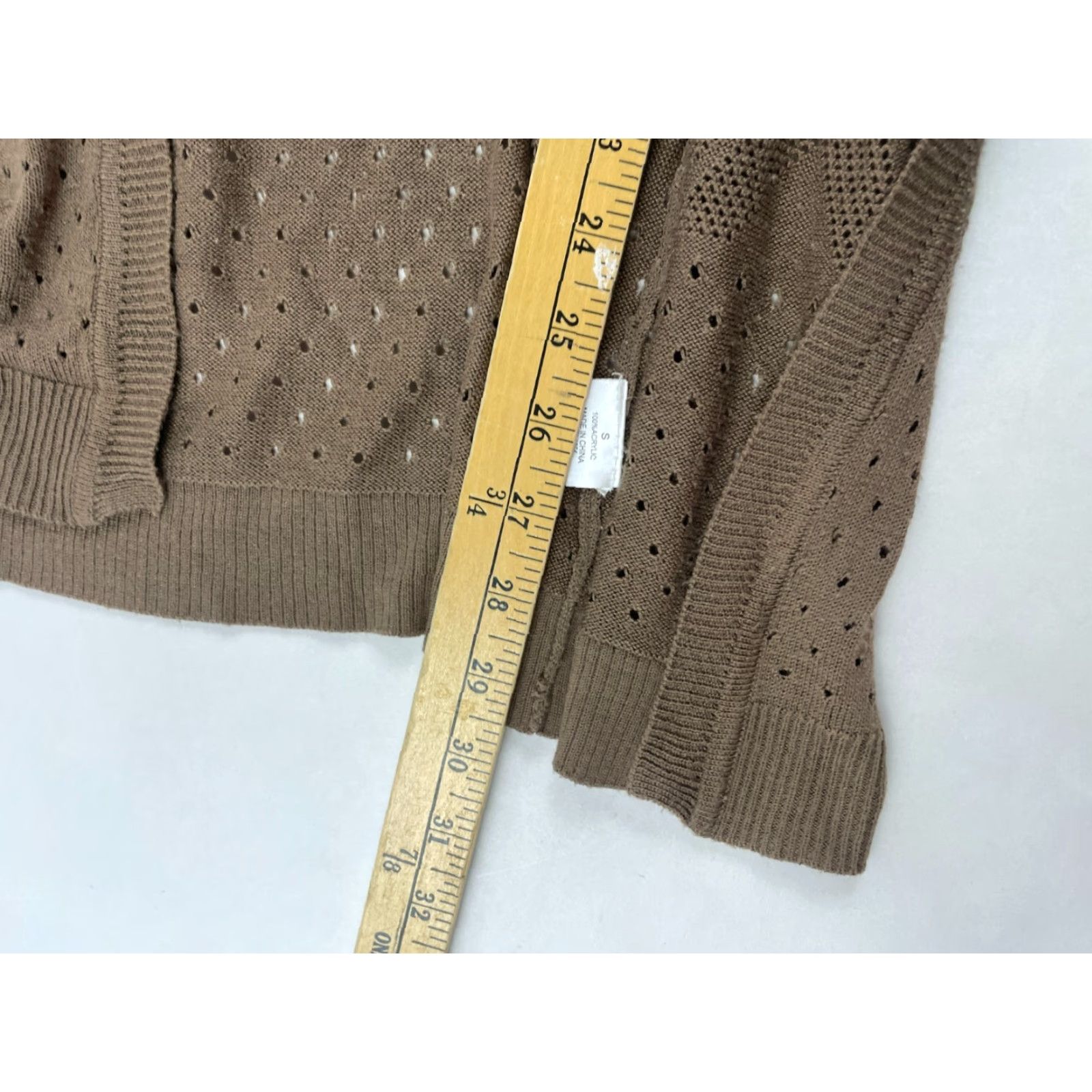Vintage Pink Republic Sweater Cardigan, Women's Small, Brown, Open Cardigan, Long Sleeve, Solid, Regular Fit, Fall Spring Summer, Womens Size S / US 4 / IT 40 - 6 Thumbnail