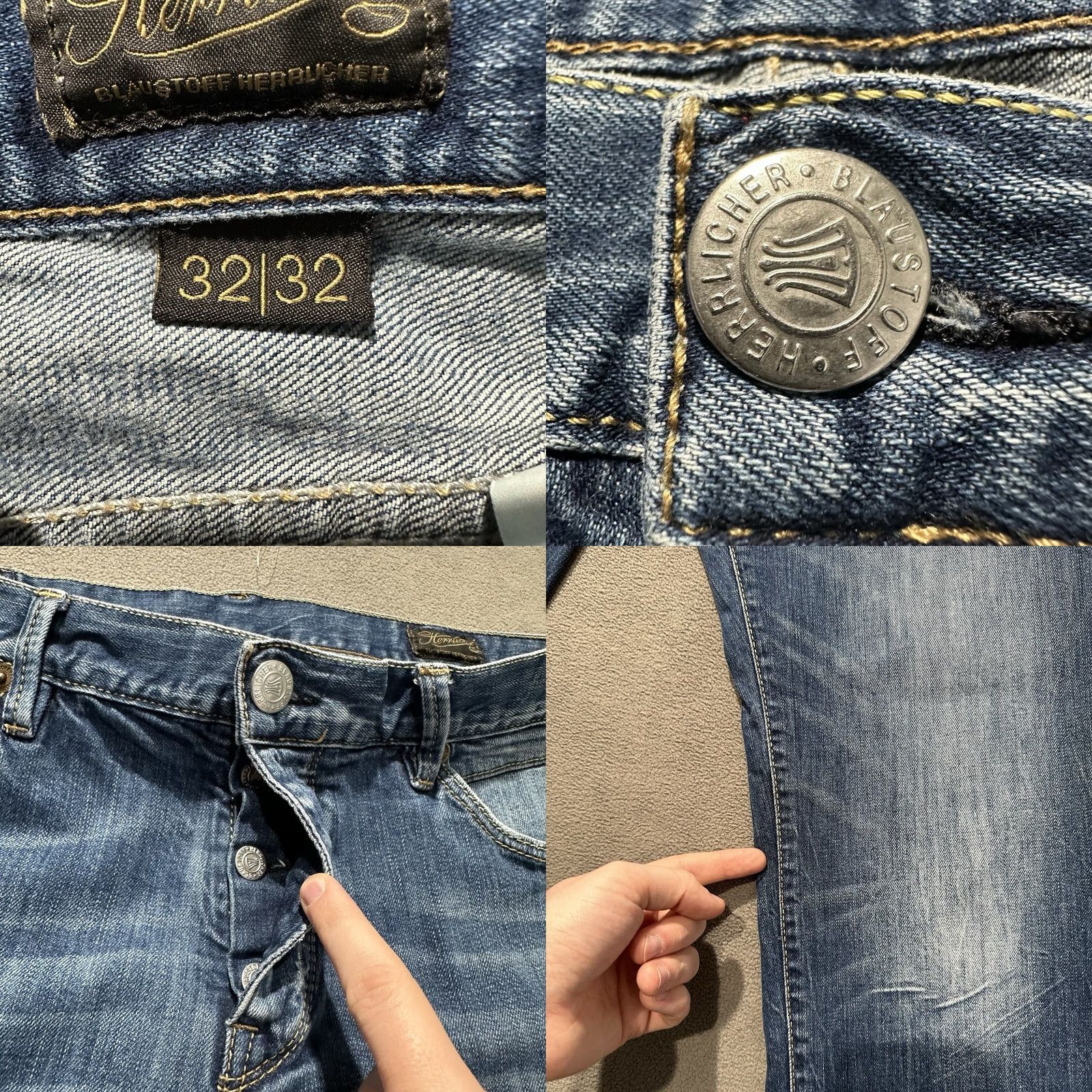 Vintage Herrlicher Jeans Mens 32x32 Blue Denim Tyler Slim Fit Faded GUC 5-Pocket Design Straight Slim Inseam 32" Regular Denim Size US 32 / EU 48 - 9 Thumbnail
