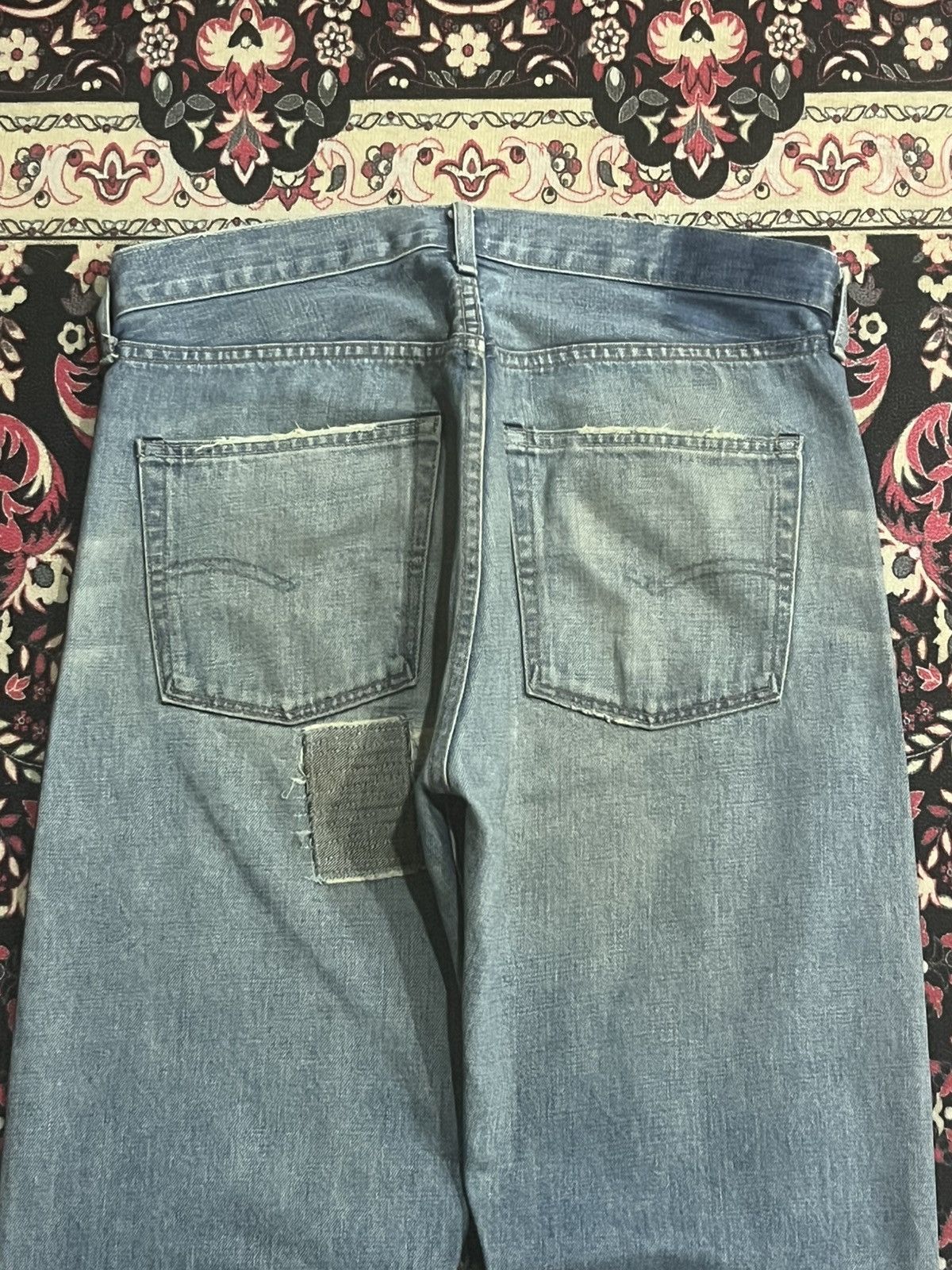 Levi's Vintage Clothing Levi’s LVC 501 Big E Repaired Blue Washed Selvedge Jeans Size US 34 / EU 50 - 9 Thumbnail