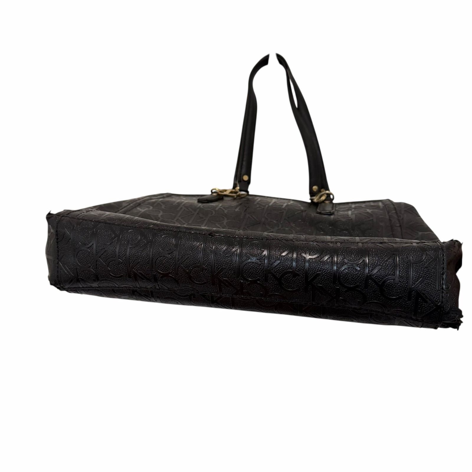 Calvin Klein Calvin Klein Black Monogram Patent Leather Handbag Size ONE SIZE - 8 Thumbnail