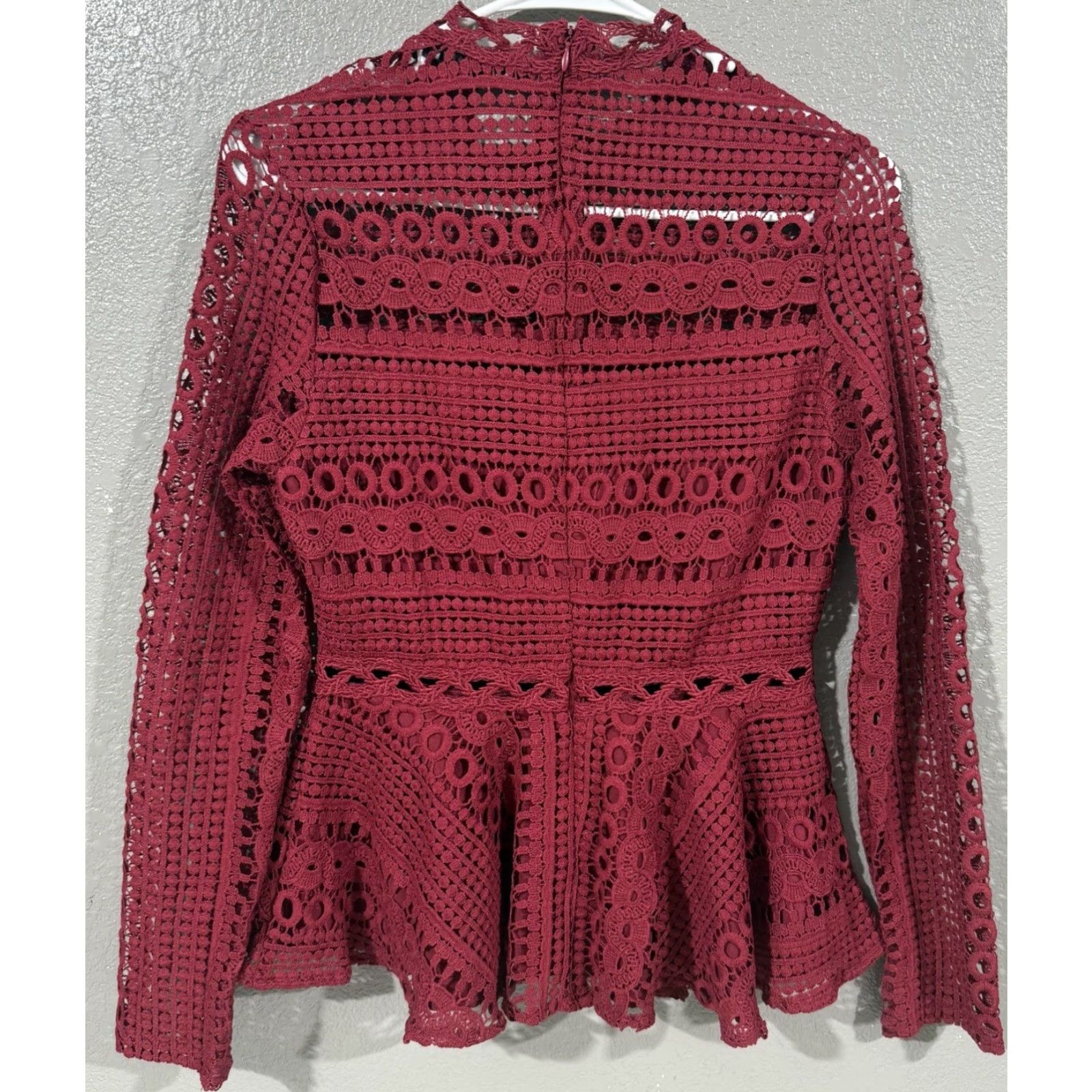 Vintage Endless Rose Shirt Lined Long Sleeve Top S Red Lace Cotton Blend Blouse Womens 90s Style Decade: N/A Size S / US 4 / IT 40 - 6 Thumbnail