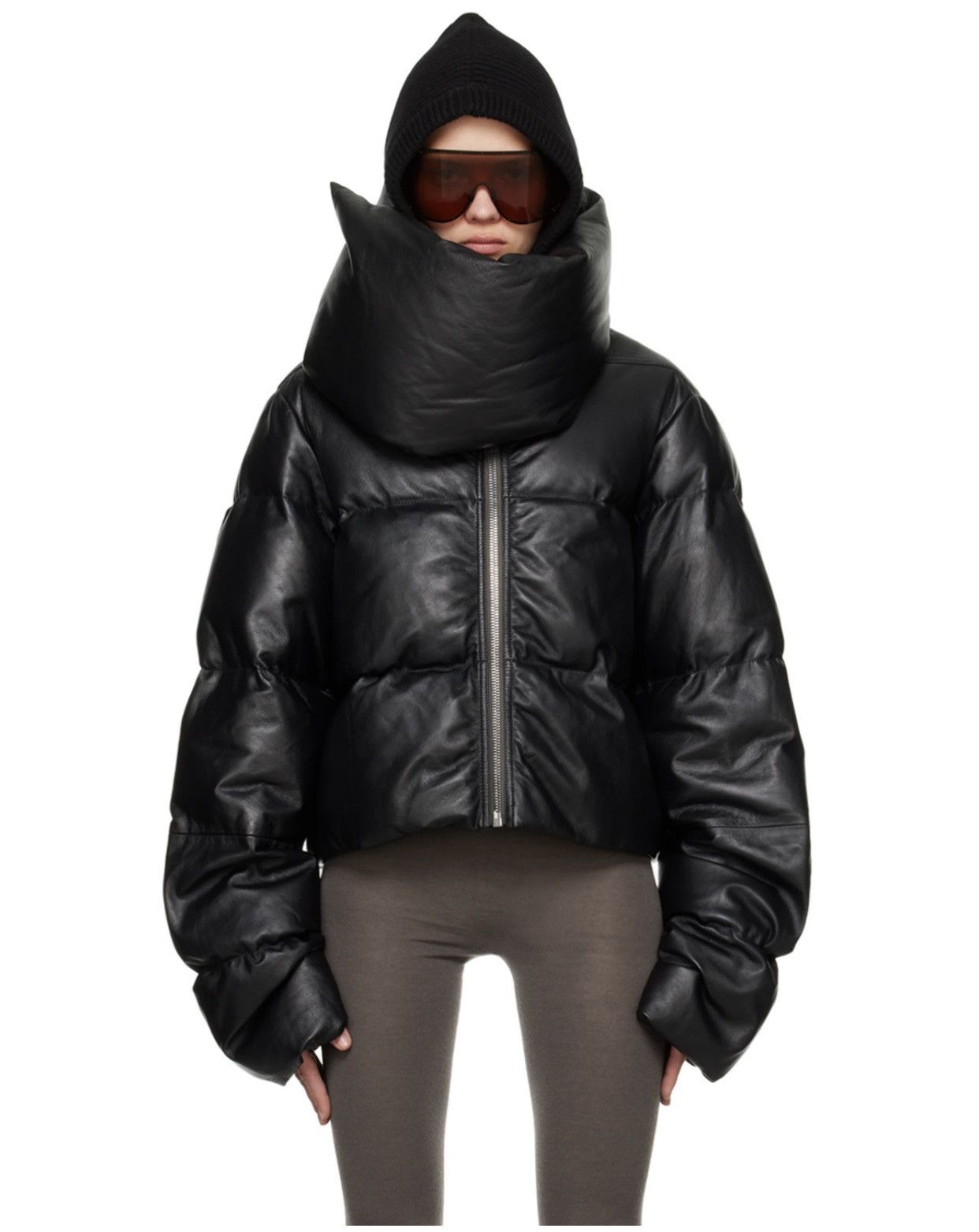Rick Owens Rick Owens Funnel Neck Down lambskin Leather Sisyphus Jacket Size US M / EU 48-50 / 2 - 3 Thumbnail