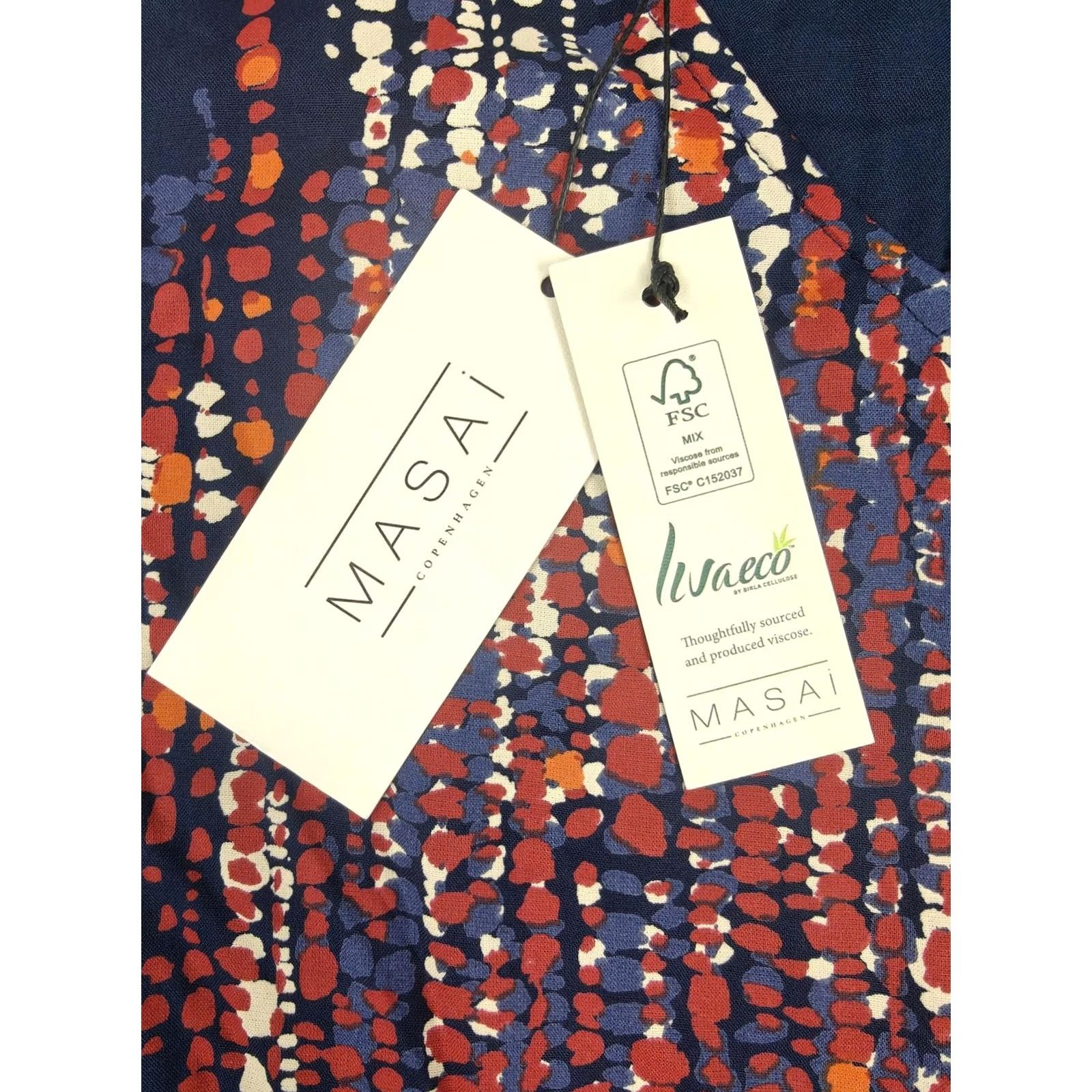 Vintage Masai Dress Womens Medium Blue MaNusala Abstract A-Line 3/4 Sleeve Midi New Size M / US 6-8 / IT 42-44 - 3 Thumbnail