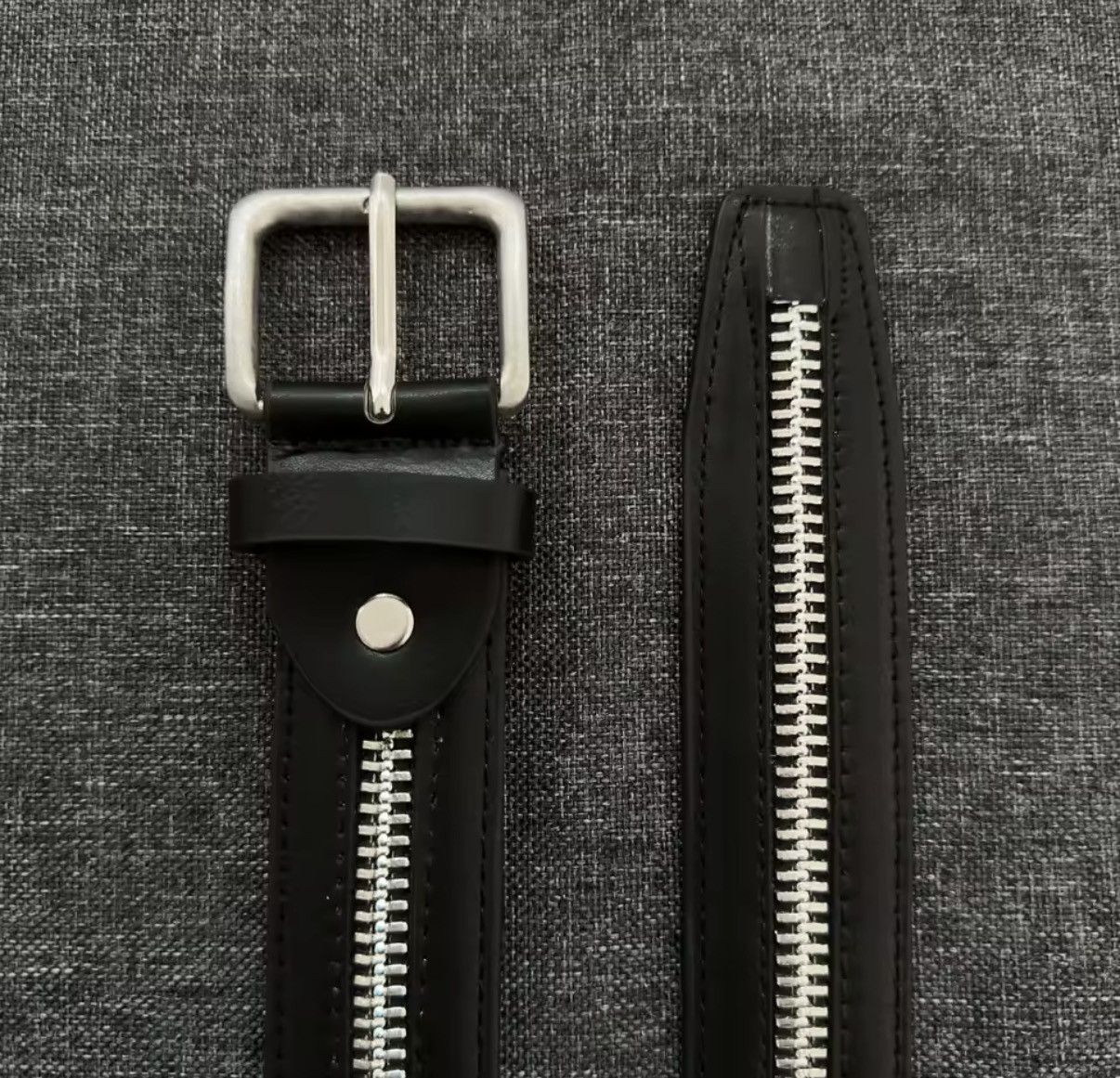 Other Gothic Punk Zipper PU Leather Belt Size ONE SIZE - 4 Thumbnail
