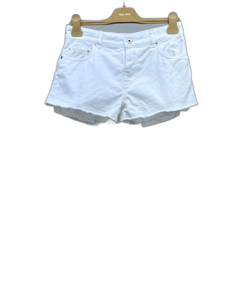 Miu Miu miumiu white denim shorts Size 24" / US 00 / IT 34 - 1 Thumbnail