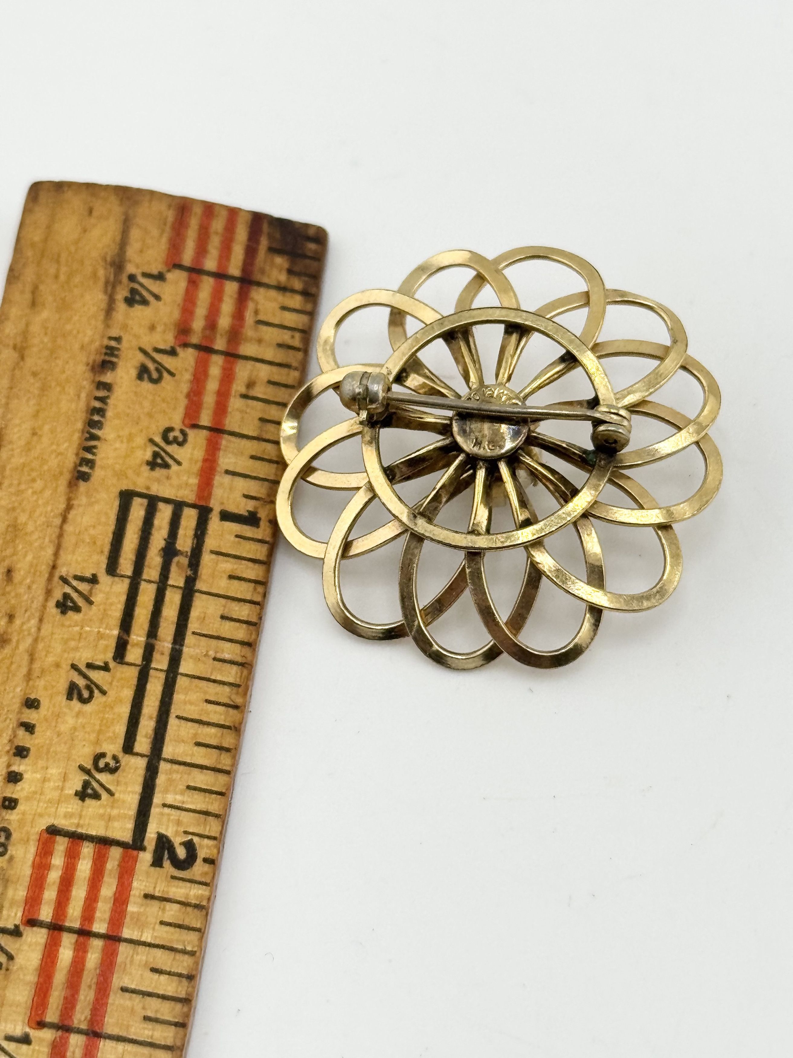 Vintage Vintage gold filled flower pearl brooch pin Size ONE SIZE - 4 Thumbnail