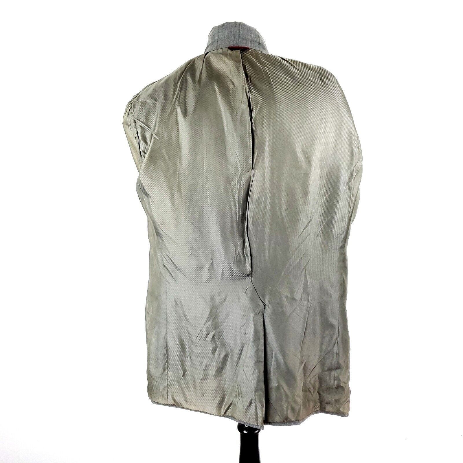 Hickey Freeman Hickey Freeman Wool 2 Button Suit Jacket 44L Gray W/ Blue Re Size 44L - 10 Thumbnail