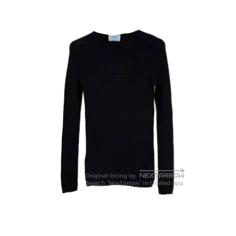 Prada Prada Black classic logo sheep wool elastic knitwear Size US S / EU 44-46 / 1 - 1 Thumbnail