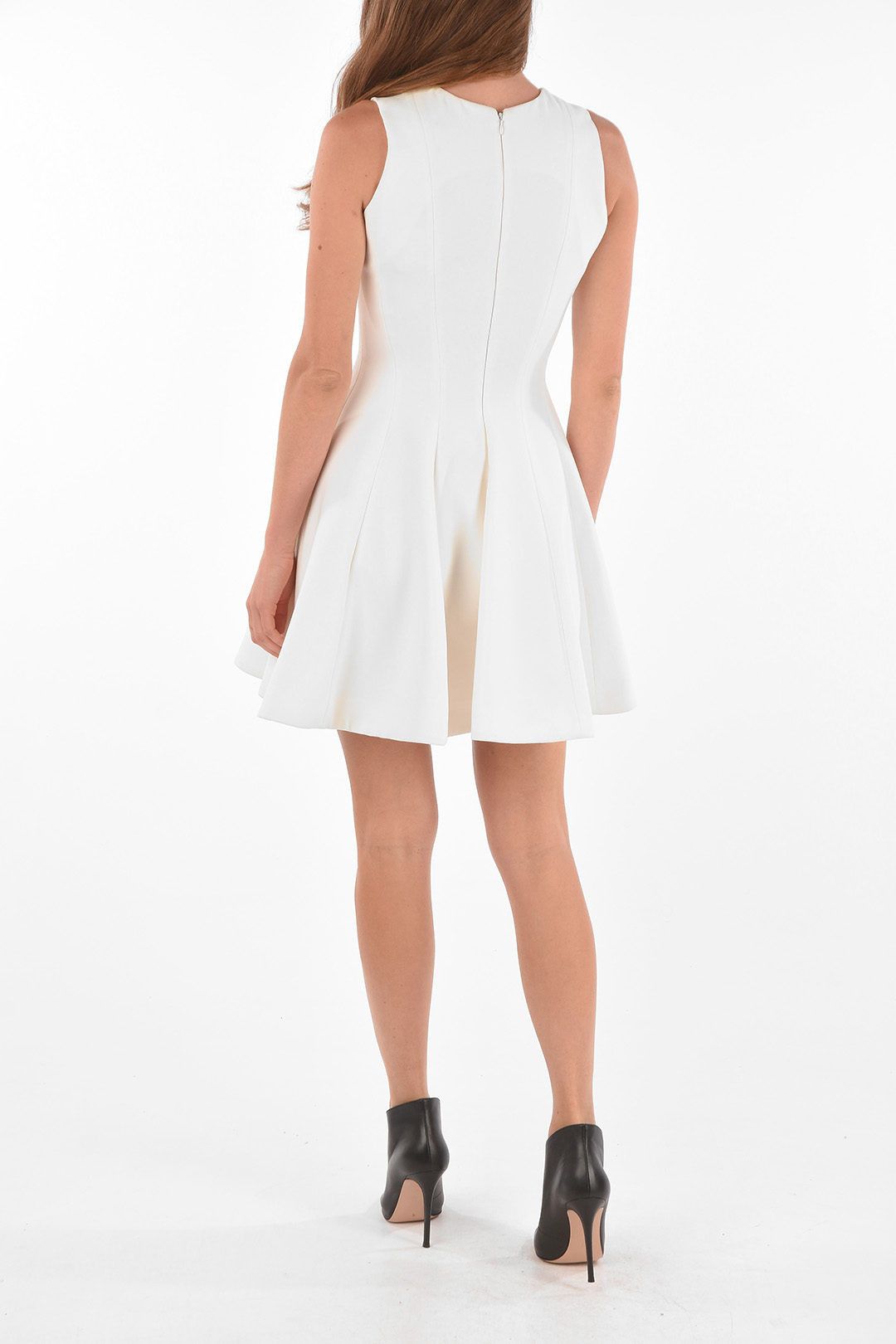 Philipp Plein og1mm0824 Front Embroidered Flared Dress in White Size S / US 4 / IT 40 - 2 Thumbnail