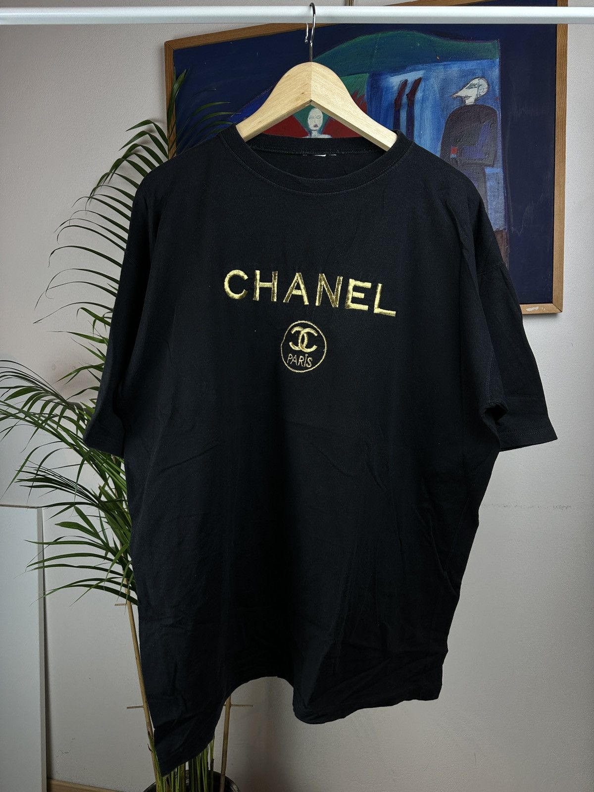 Art Vintage Vintage Chanel 90s gold embroidery bootleg tee T shirt Grailed