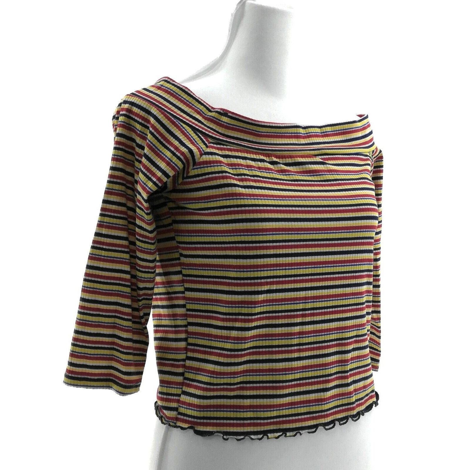 Other Caution to The Wind Multi Color Striped Crop Top - Large Size L / US 10 / IT 46 - 1 Thumbnail