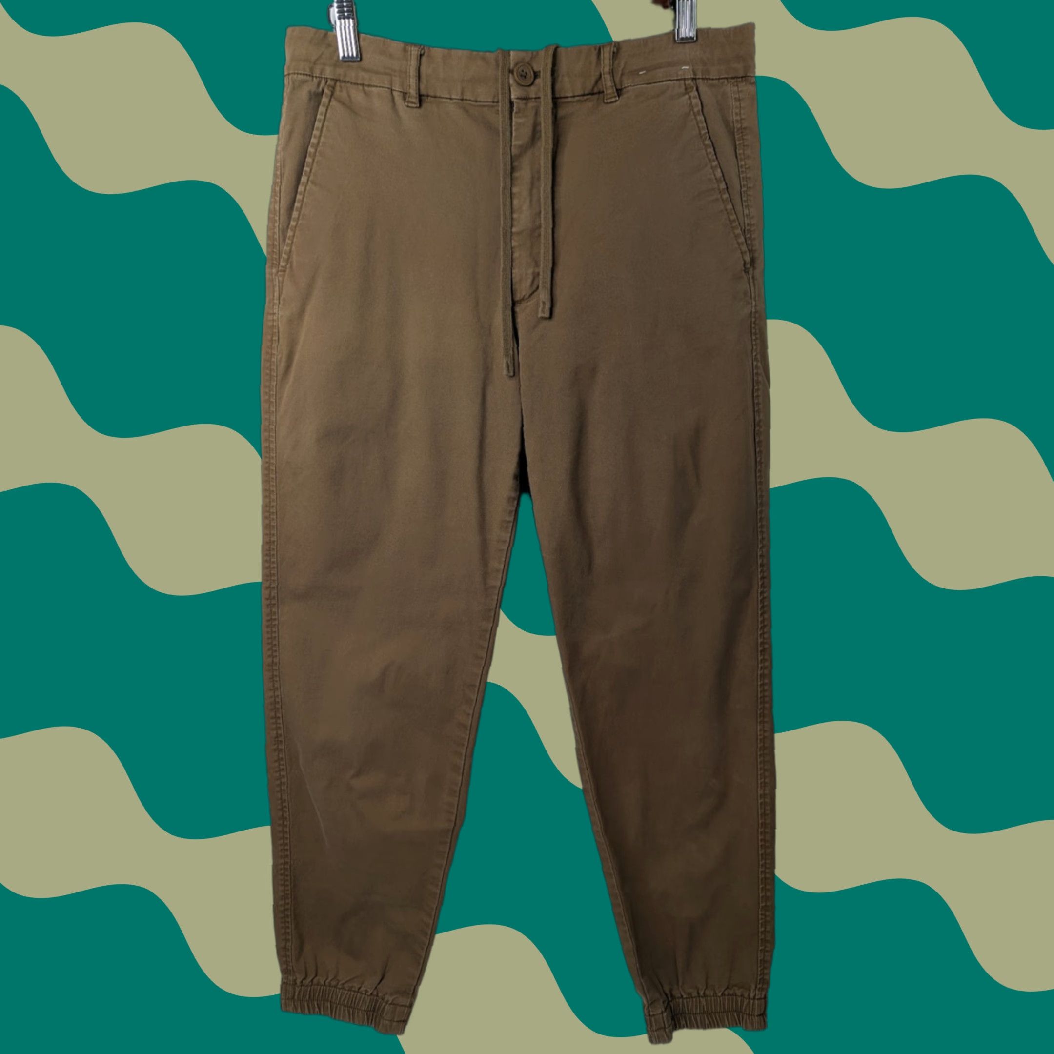 Uniqlo VINTAGE Uniqlo EZY Slim Fit Men's Small 27-30 Brown Khaki Jogger Pants Drawstring Size US 29 - 1 Thumbnail