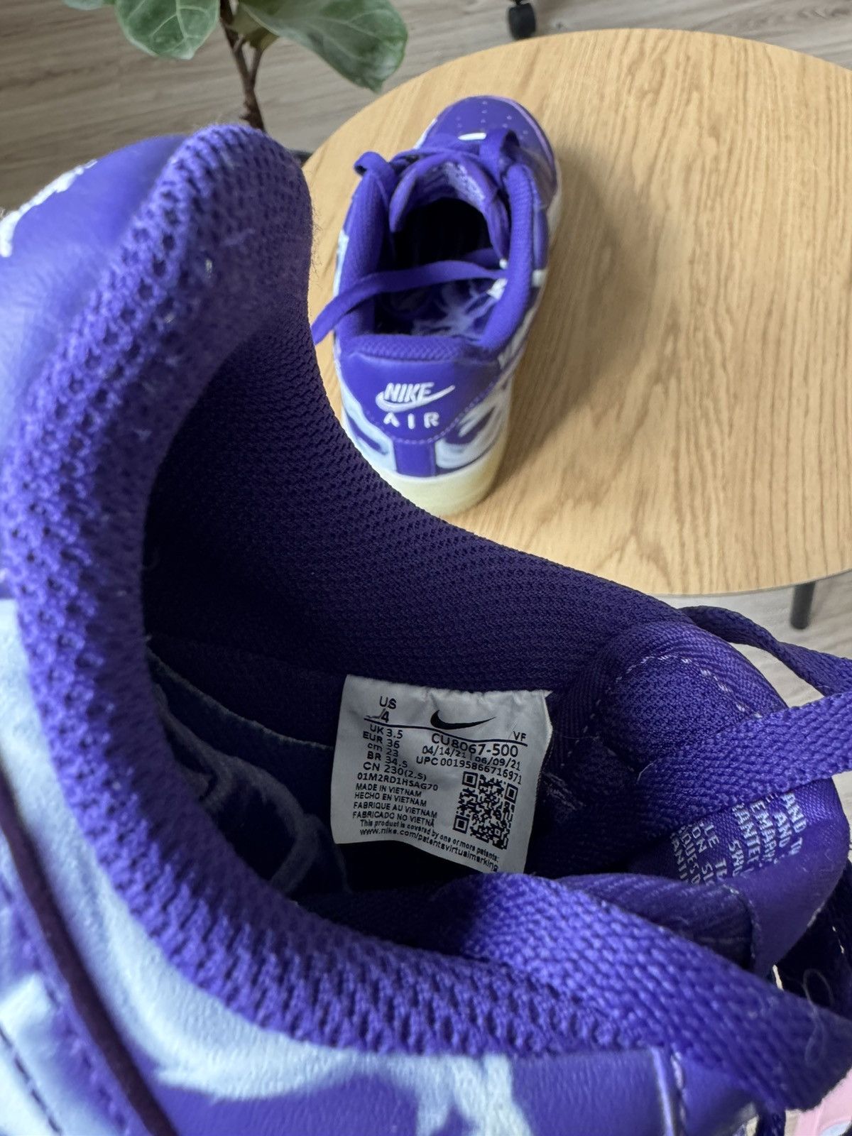 Nike Nike Air Force 1 Purple Skeleton Halloween Low Top Sneakers Size US 5.5 / IT 35.5 - 9 Thumbnail