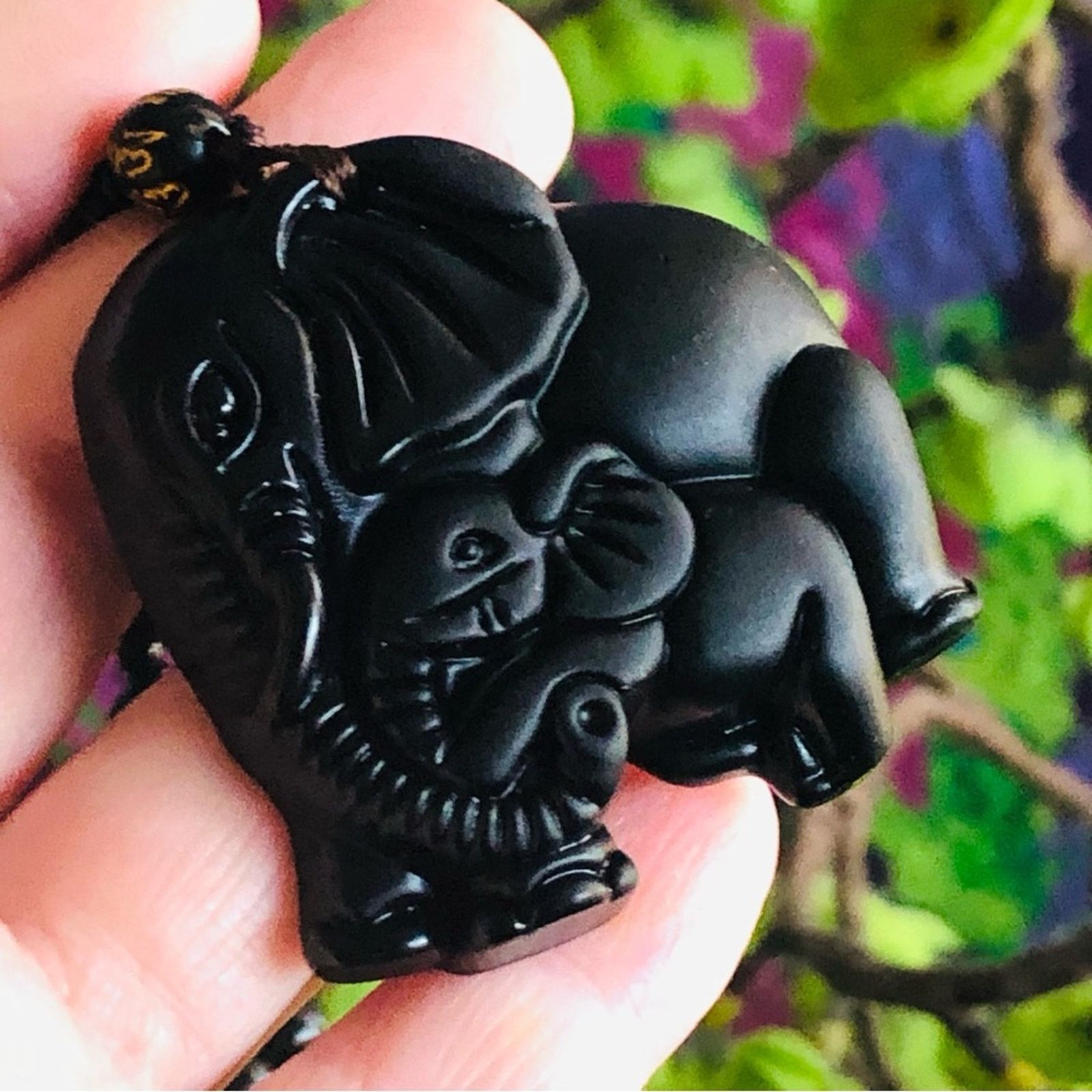 Handmade Hand crafted black chalcedony elephant stone necklace Size ONE SIZE - 9 Thumbnail
