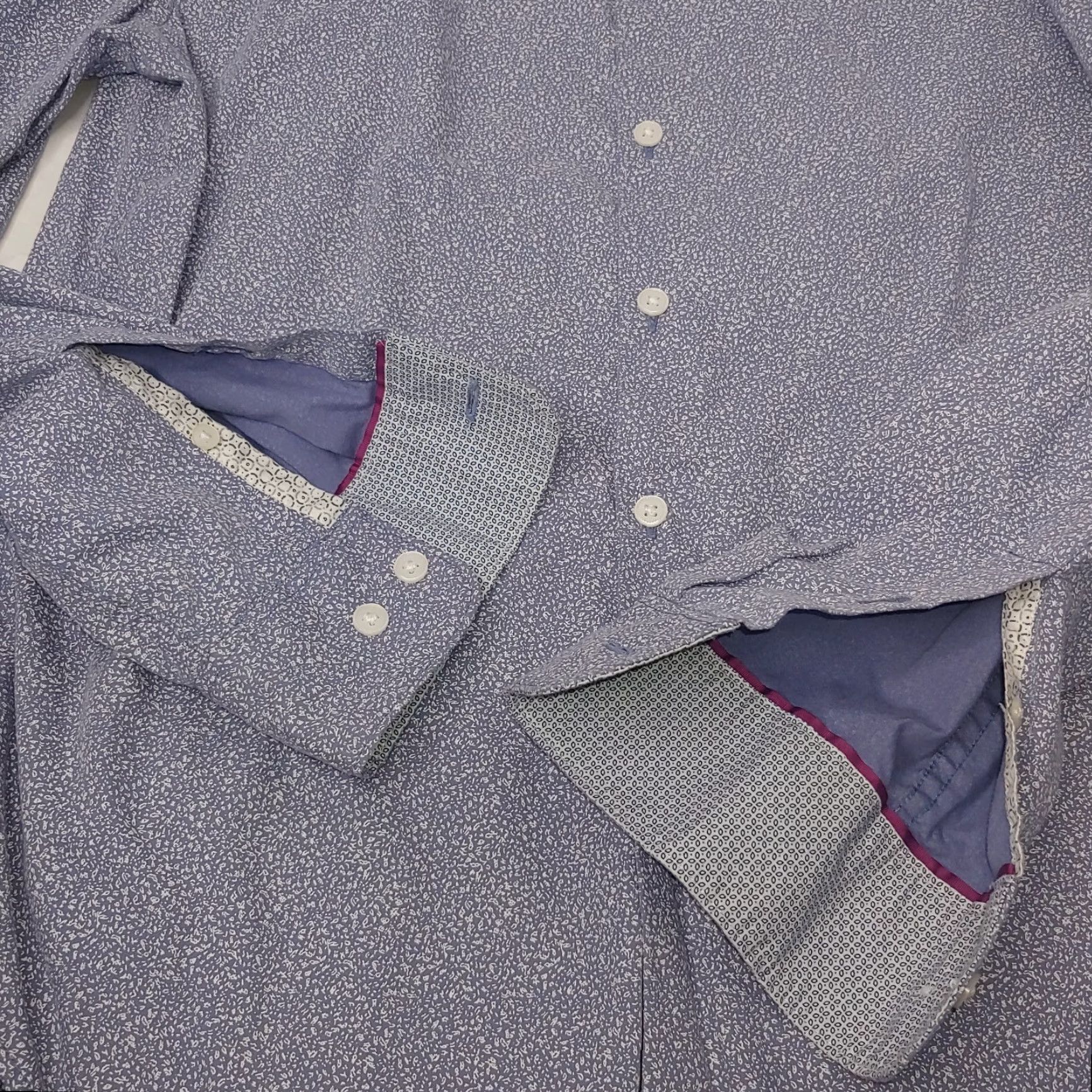 Vintage Denim & Flower Slim Fit Button-Up Shirt Medium Blue Abstract Long Sleeve Men's Business Casual Size US M / EU 48-50 / 2 - 8 Thumbnail