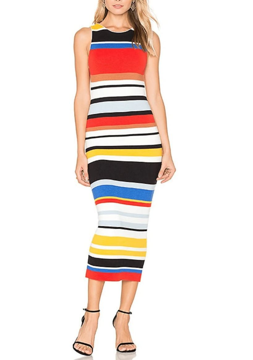 Alice + Olivia Alice + Olivia JENNER Ribbed Midi Dress Size XS / US 0-2 / IT 36-38 - 1 Thumbnail
