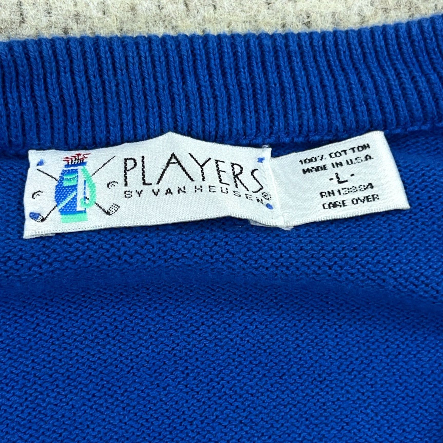 Van Heusen VINTAGE Van Heusen Golf Sweater Men L Royal Blue V Neck Embroidered Logo 90s USA Mens Size US L / EU 52-54 / 3 - 3 Thumbnail