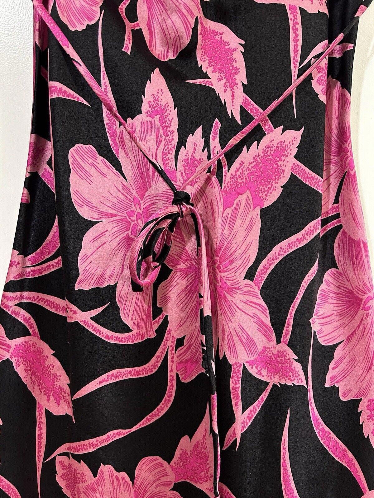 Designer Vintage Betsey Johnson Silk Slip Dress Floral Pink Black S Size S / US 4 / IT 40 - 6 Thumbnail