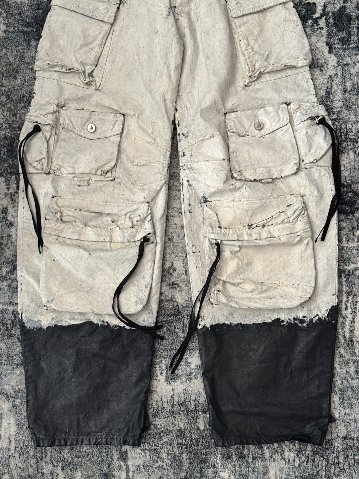 Other The Attico Runway Paint White Black Cargo Tactical Pants Size US 32 / EU 48 - 4 Thumbnail