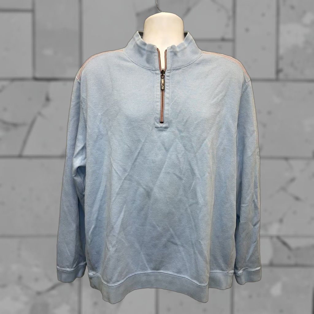 Tommy Bahama Tommy Bahama Reversible Light Blue Half Zip Pullover Mens XL Sweater Size US XL / EU 56 / 4 - 1 Thumbnail