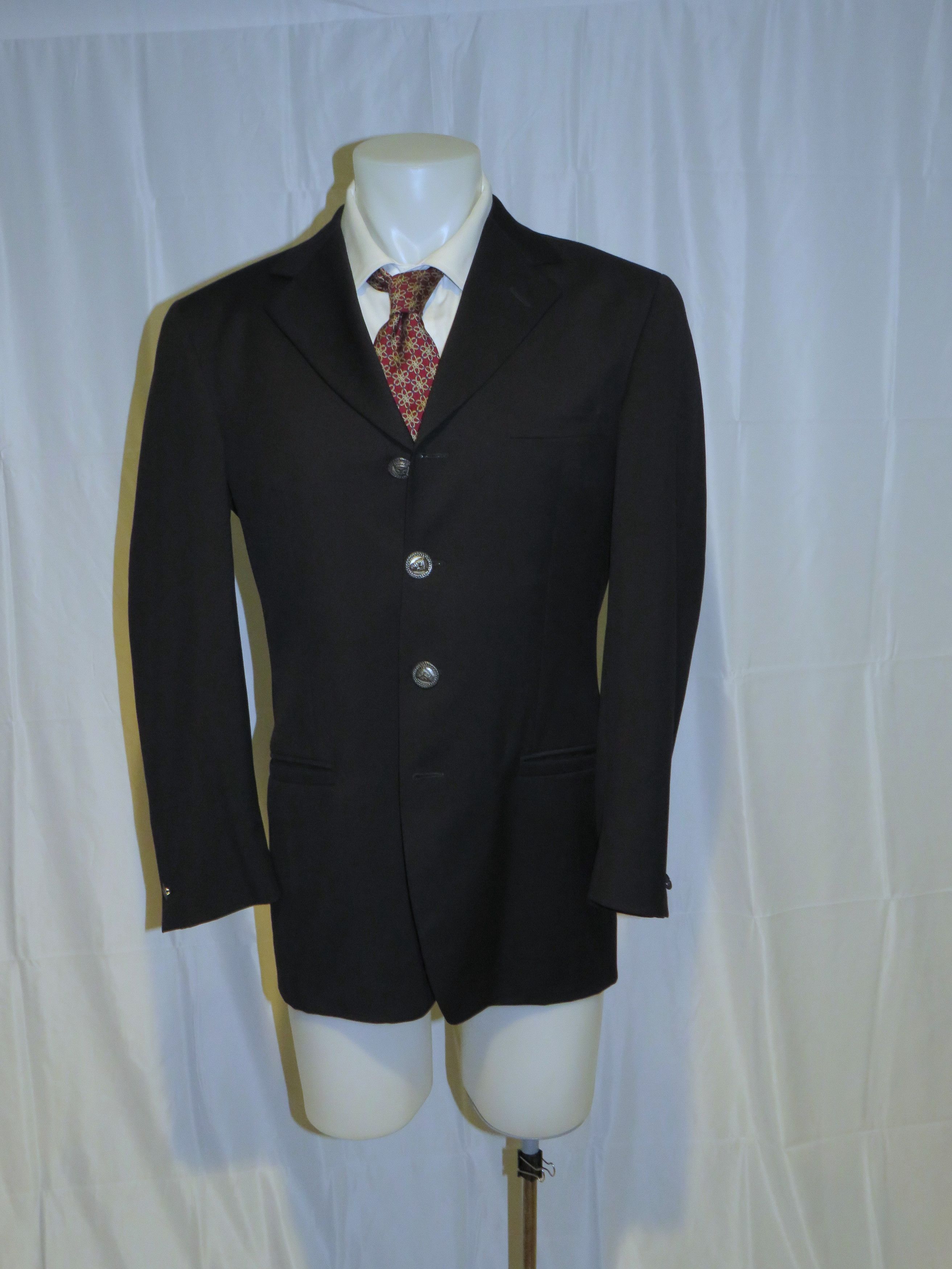 Istante Versace Vintage Solid Black Four Button Blazer 38R