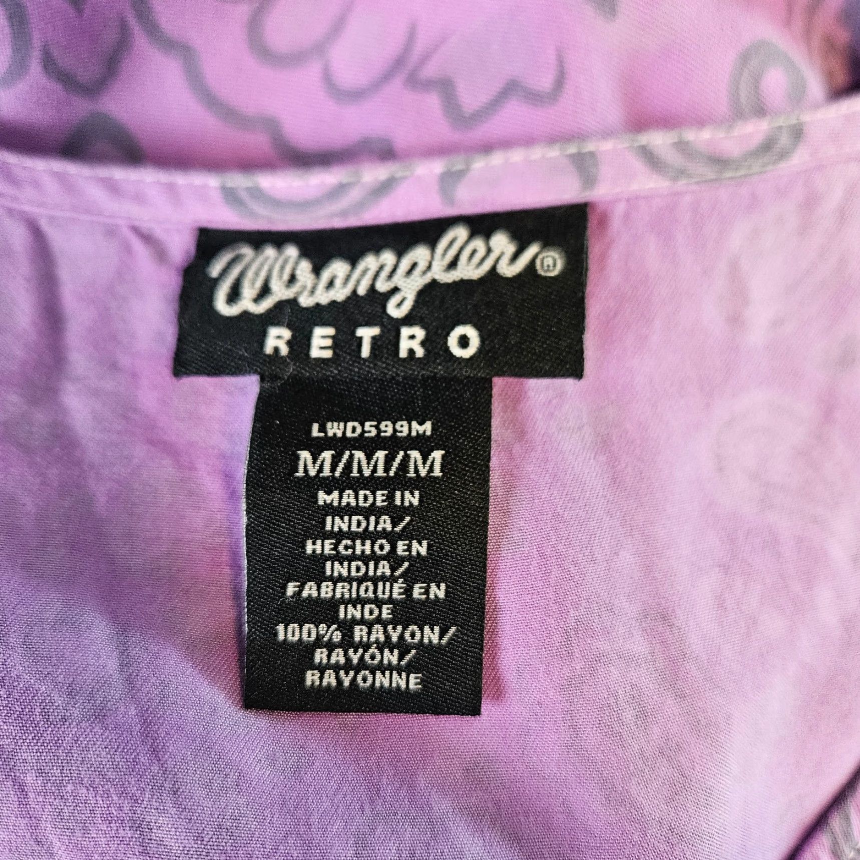 Wrangler VINTAGE Wrangler Retro Womens Hi-Low Wrap Dress Sz Medium Purple Animal Print Paisley Size M / US 6-8 / IT 42-44 - 6 Thumbnail