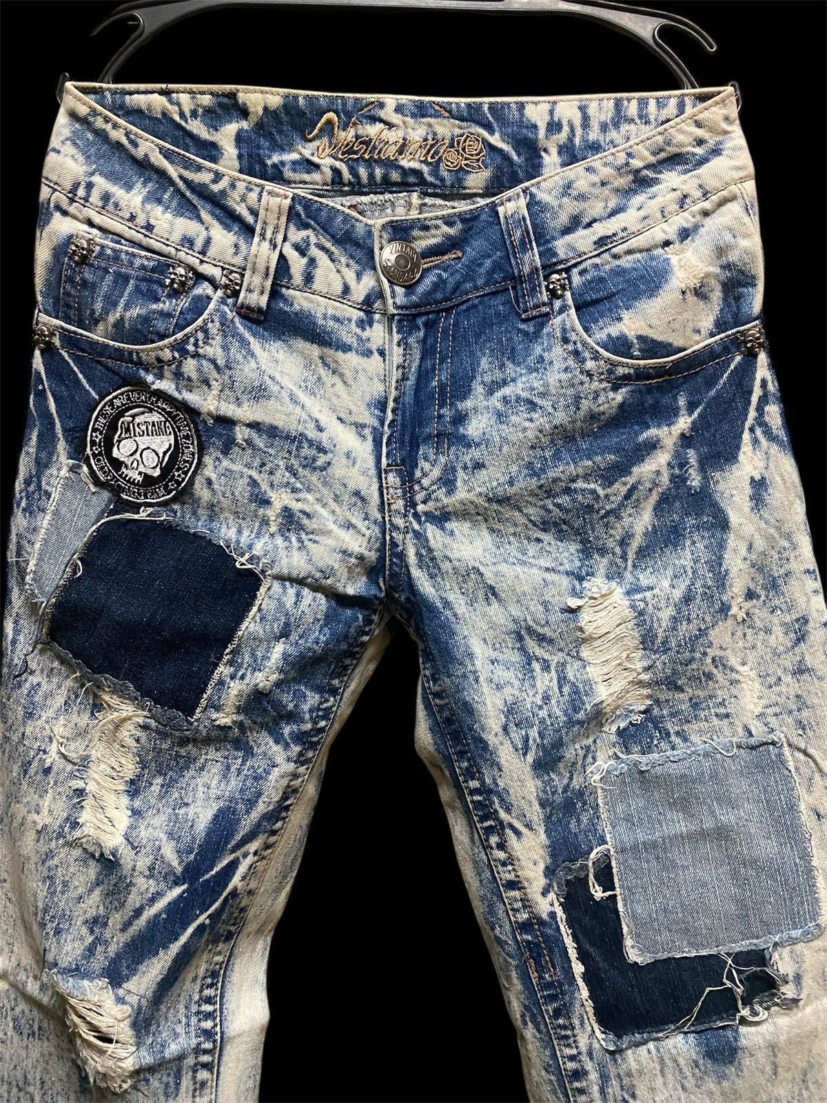 Japanese Brand Vestiamo Acid Wash Patchwork Distressed Jens Size US 30 / EU 46 - 2 Thumbnail